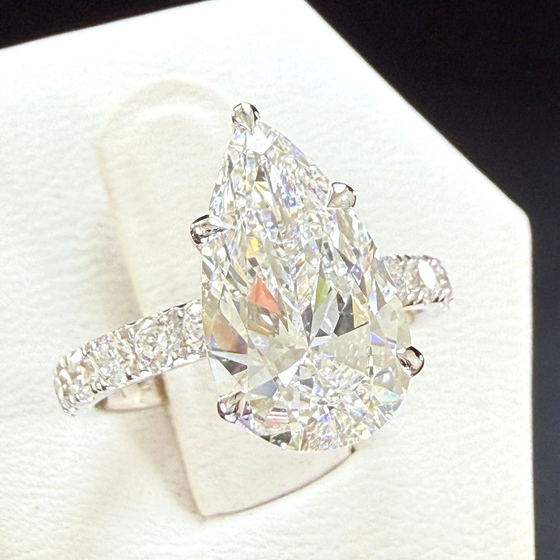 Pear Lab Grown Diamond Engagement Ring | 3.55ct IGI Certified | 14K Yellow Gold