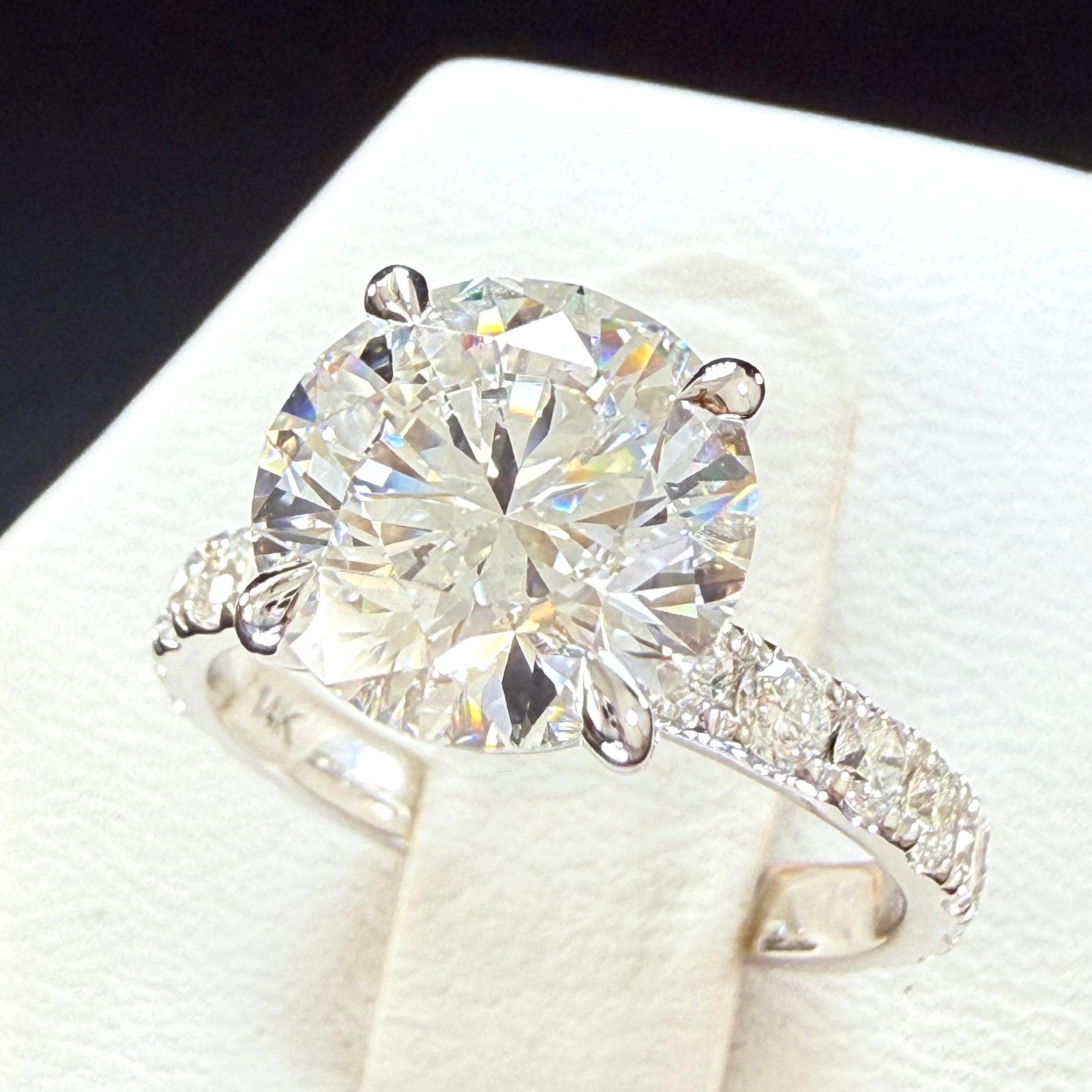 Round Lab Grown Diamond Engagement Ring | 3ct IGI Certified | 14K White Gold