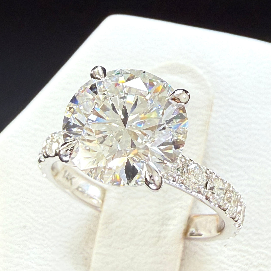 Round Lab Grown Diamond Engagement Ring | 3ct IGI Certified | 14K White Gold