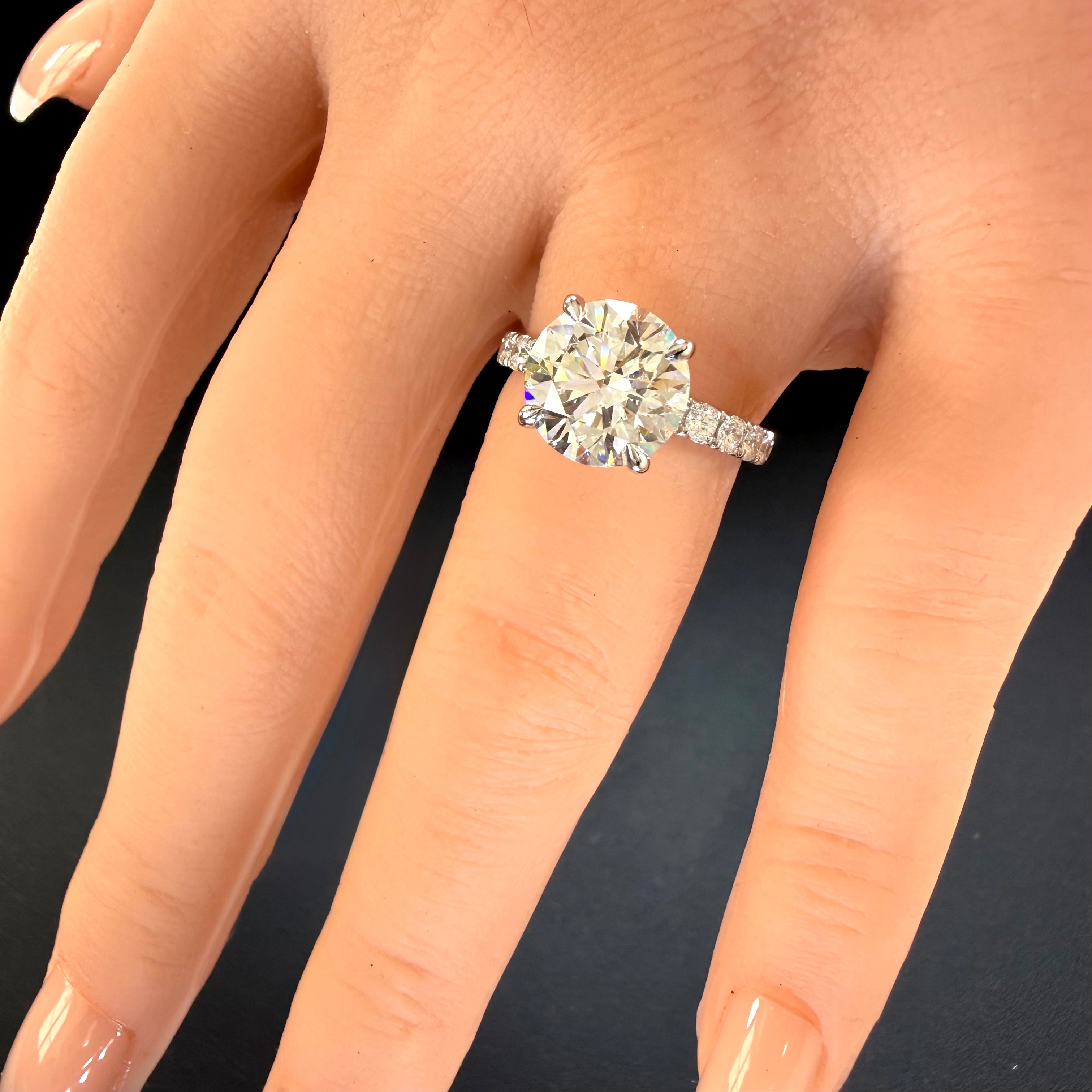 Round Lab Grown Diamond Engagement Ring | 3ct IGI Certified | 14K White Gold