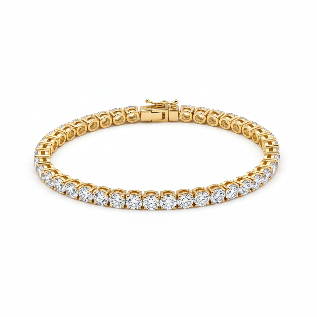 14K yellow-gold diamond tennis bracelet concept