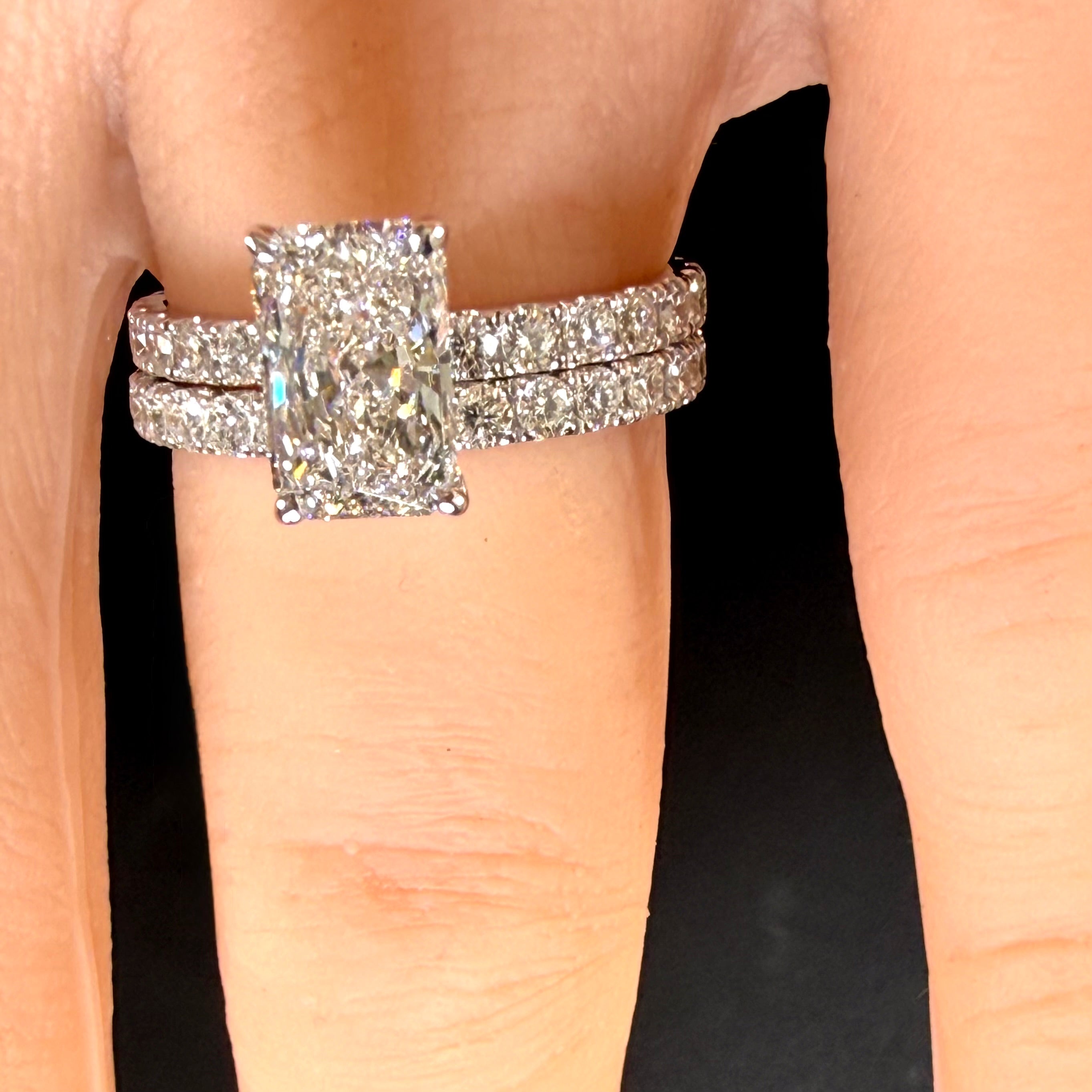 1.5ct Radiant Lab Diamond Pavé Engagement Ring in 14K White Gold D/VS1 IGI Certified - conflict-free lab created diamond