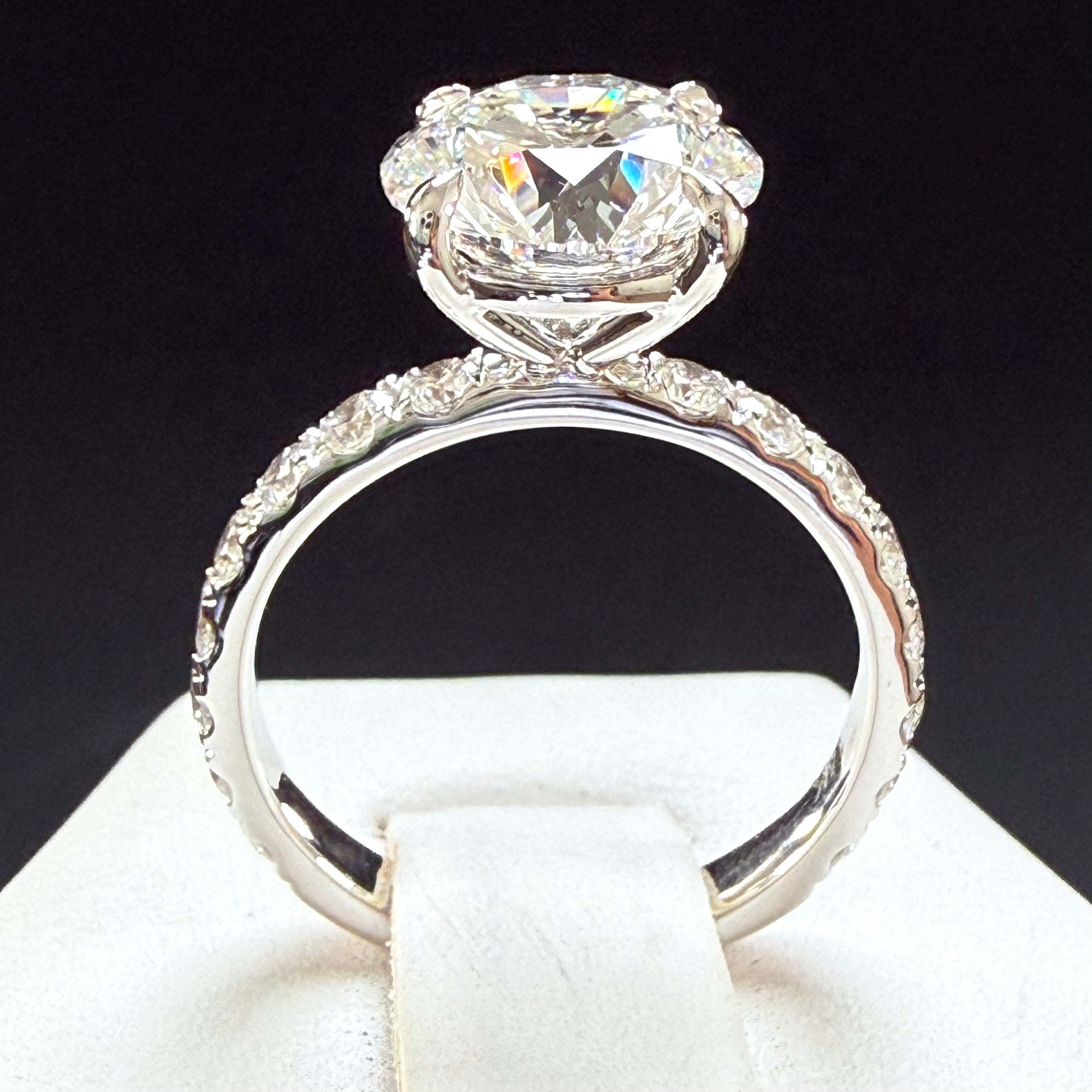 Round Lab Grown Diamond Engagement Ring | 3ct IGI Certified | 14K White Gold