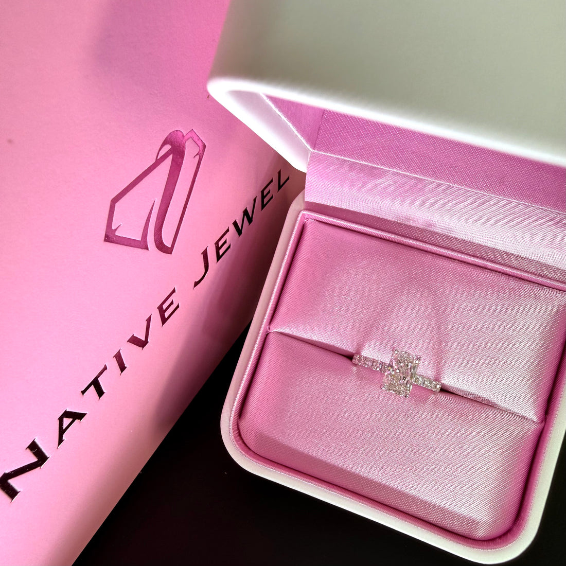 Radiant Cut Lab Grown Diamond Engagement Ring | 5.05ct IGI Certified | 14K White Gold Pavé