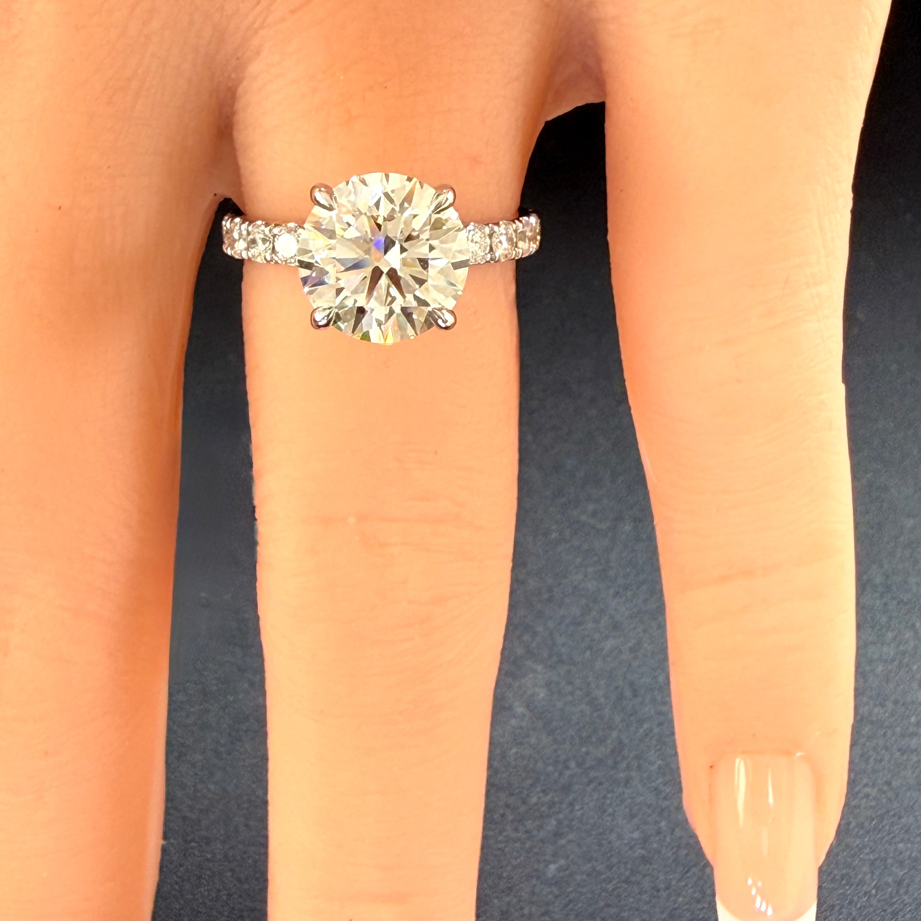 Round Lab Grown Diamond Engagement Ring | 3ct IGI Certified | 14K White Gold