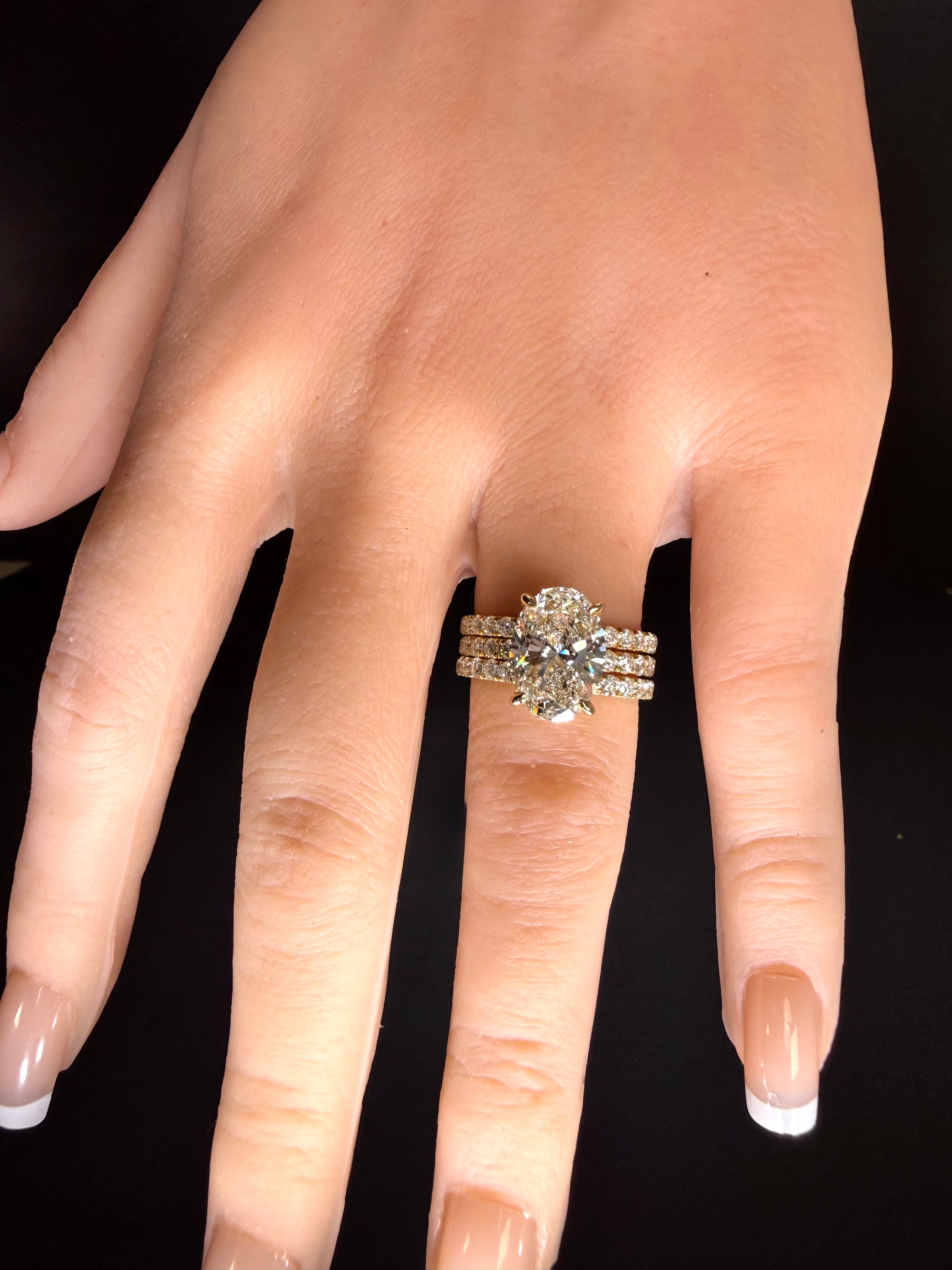 Oval Lab Grown Diamond Engagement Ring | 5.06ct IGI Certified | 14K Yellow Gold Pavé