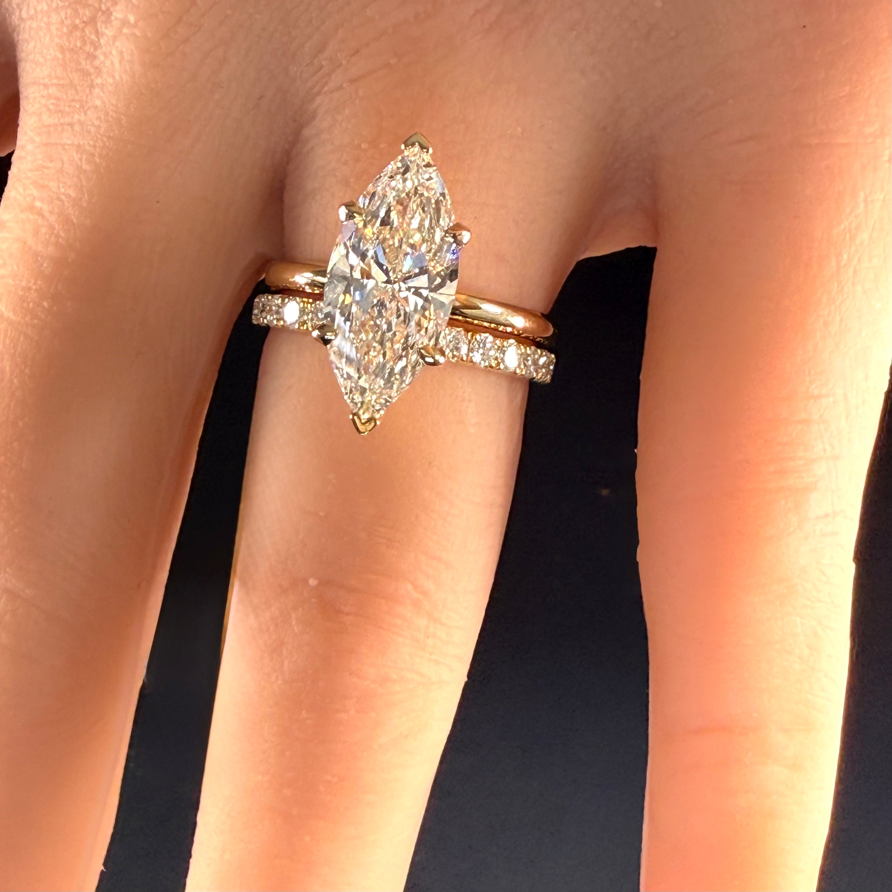 3ct Marquise Lab-Grown Diamond Solitaire Engagement Ring | 14K Yellow Gold | IGI Cert. | D/VS1