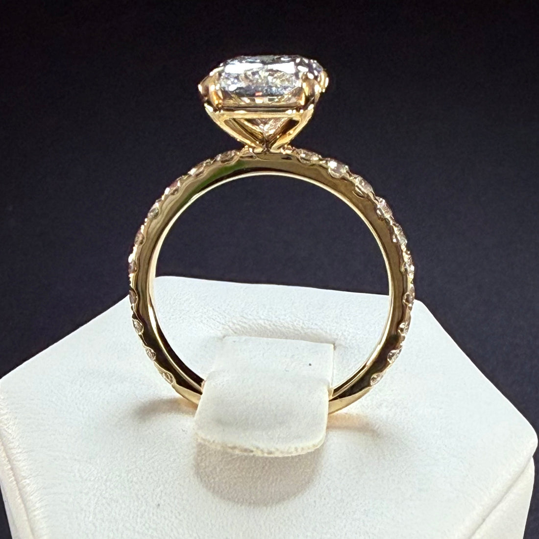 Radiant Cut Lab Grown Diamond Engagement Ring | 5.11ct IGI Certified | 14K Yellow Gold Pavé