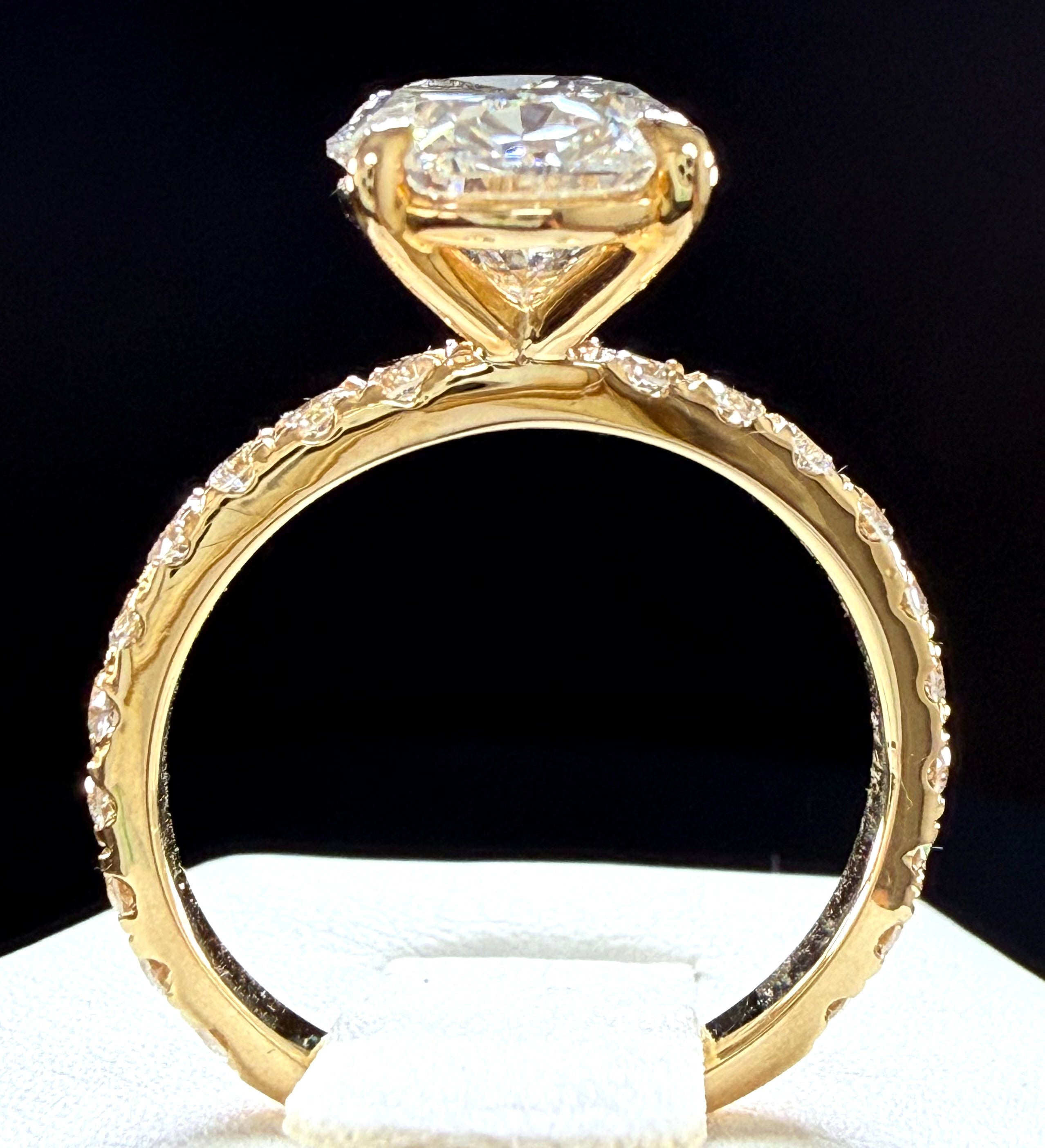 Oval Lab Grown Diamond Engagement Ring | 5.06ct IGI Certified | 14K Yellow Gold Pavé