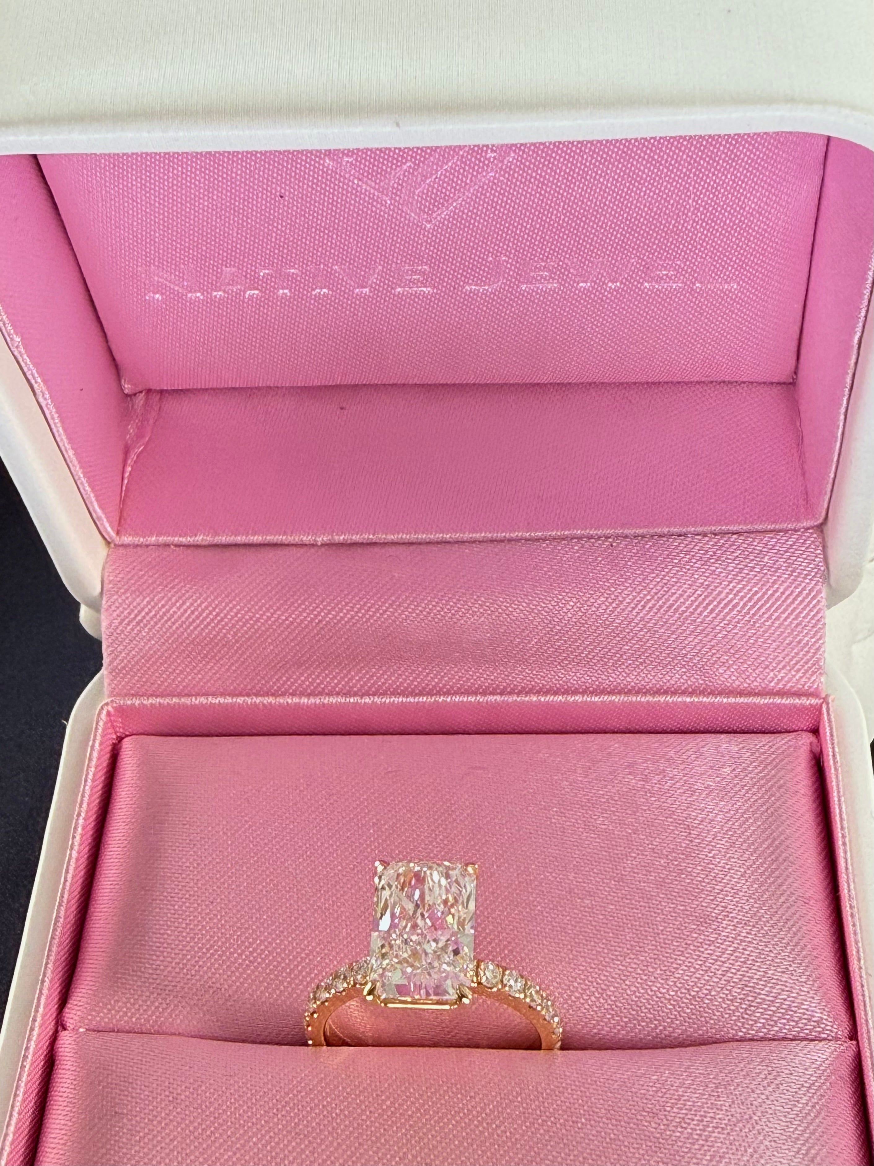 Radiant Cut Lab Grown Diamond Engagement Ring | 5.11ct IGI Certified | 14K Yellow Gold Pavé