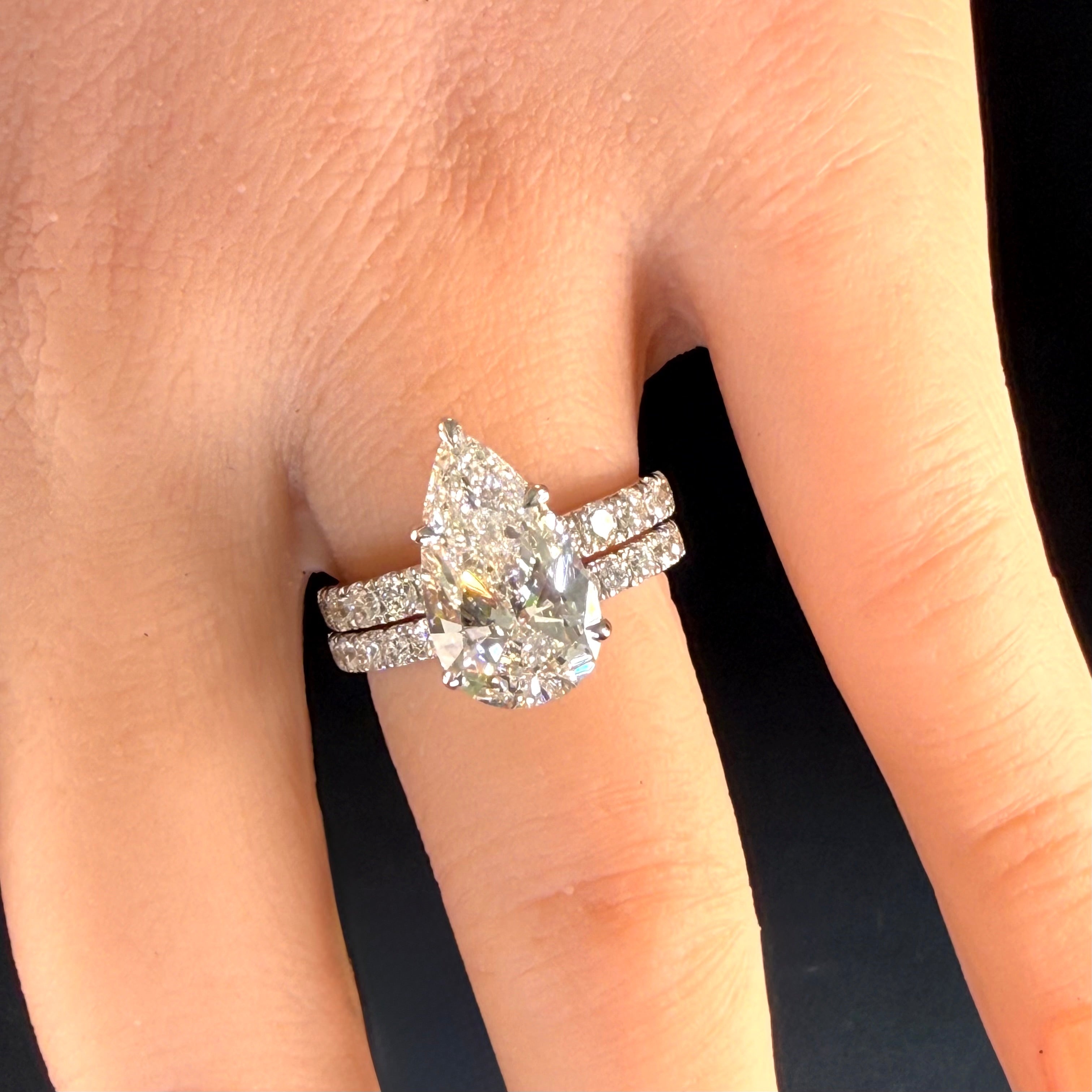 Pear Lab Grown Diamond Engagement Ring | 3.55ct IGI Certified | 14K Yellow Gold
