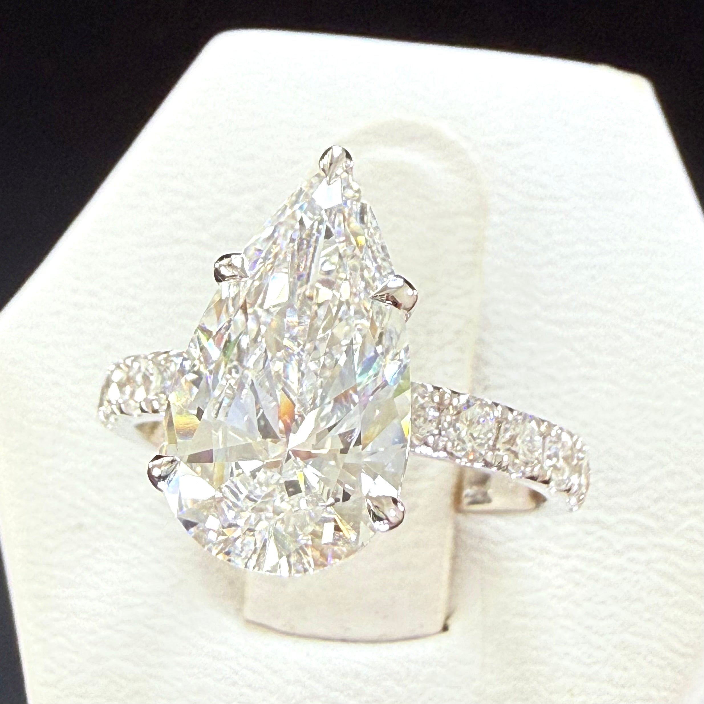 Pear Lab Grown Diamond Engagement Ring | 3.55ct IGI Certified | 14K Yellow Gold