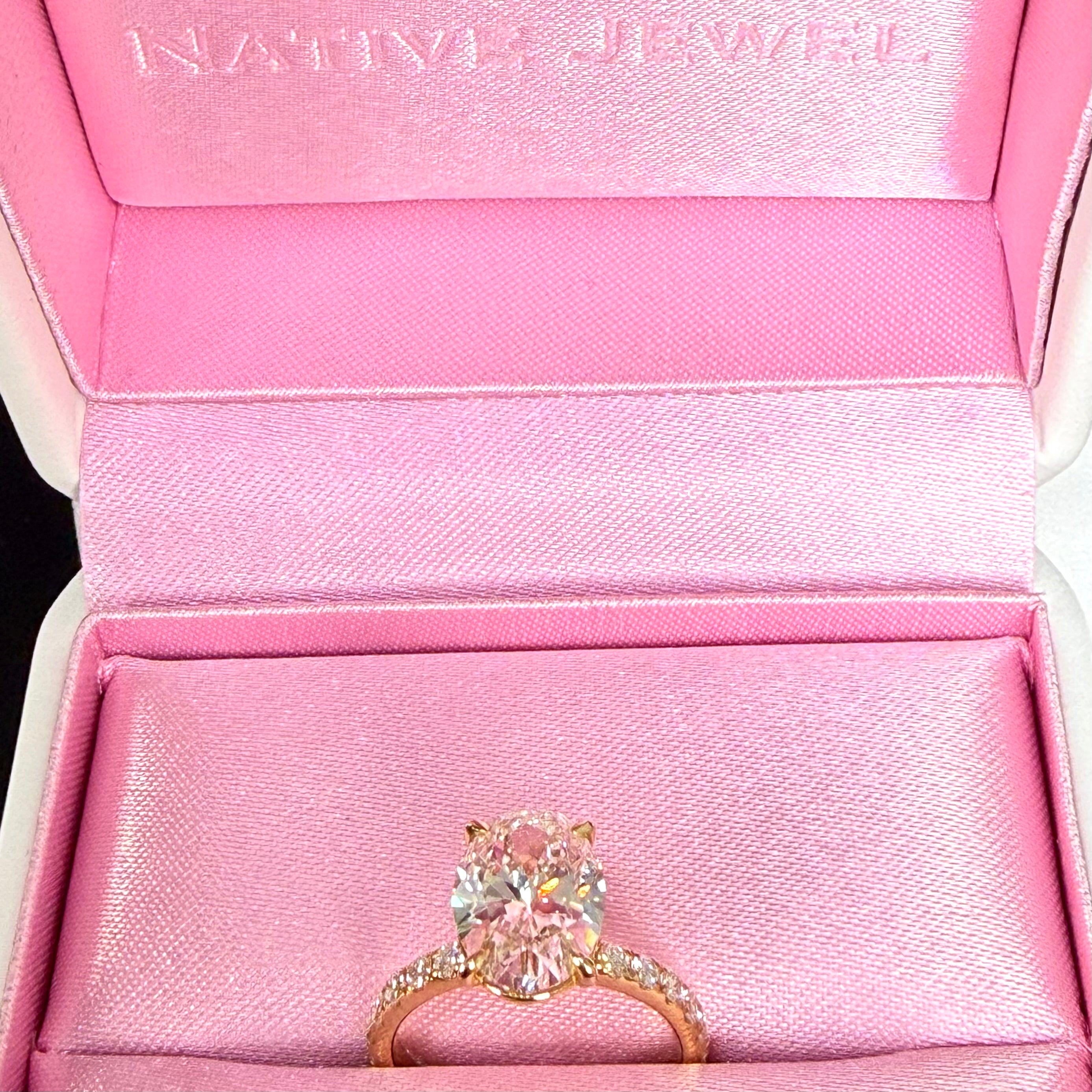 Oval Lab Grown Diamond Engagement Ring | 5.06ct IGI Certified | 14K Yellow Gold Pavé