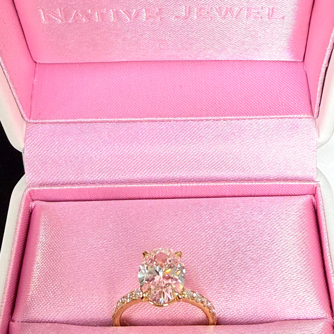 Oval Lab Grown Diamond Engagement Ring | 5.06ct IGI Certified | 14K Yellow Gold Pavé