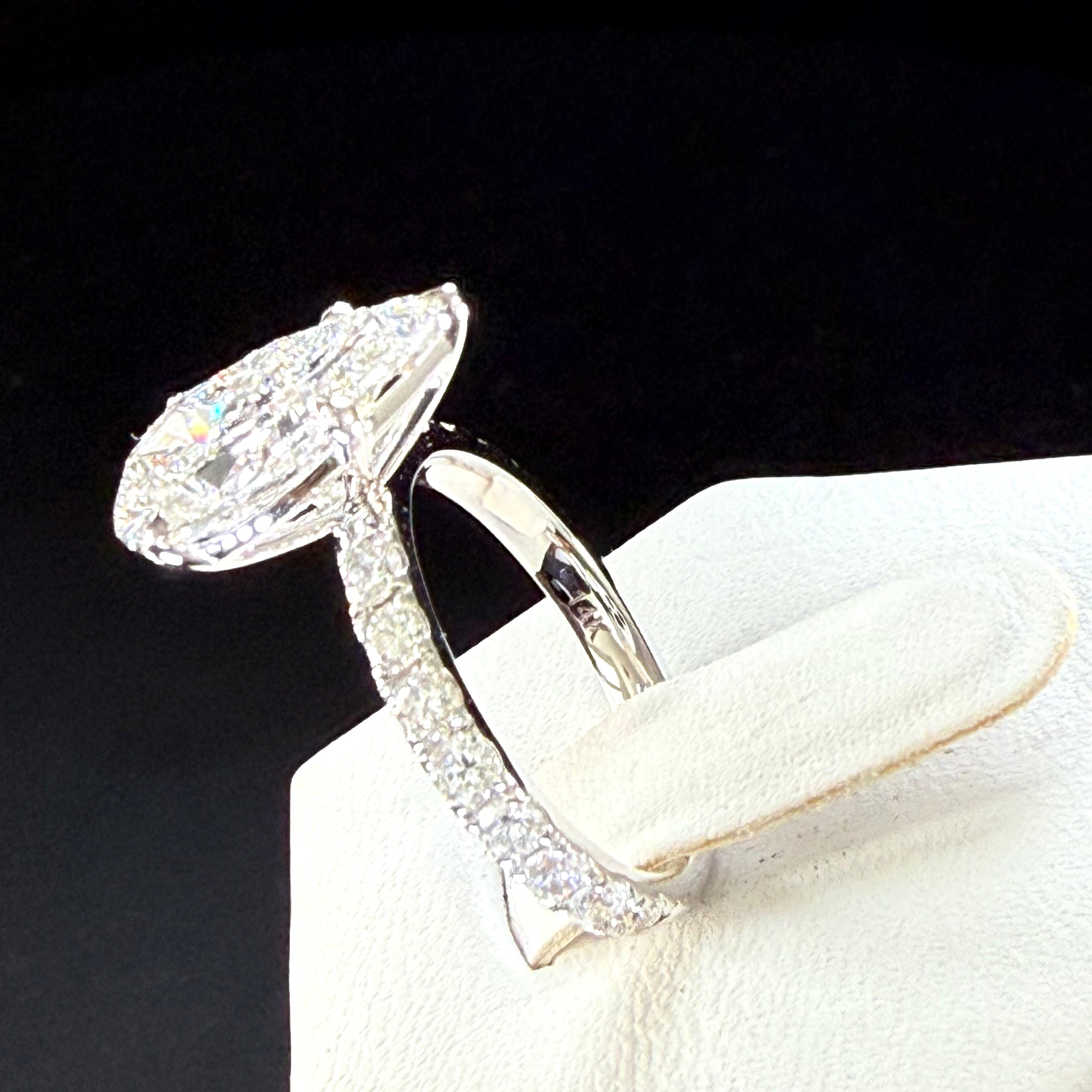 Pear Lab Grown Diamond Engagement Ring | 3.55ct IGI Certified | 14K Yellow Gold