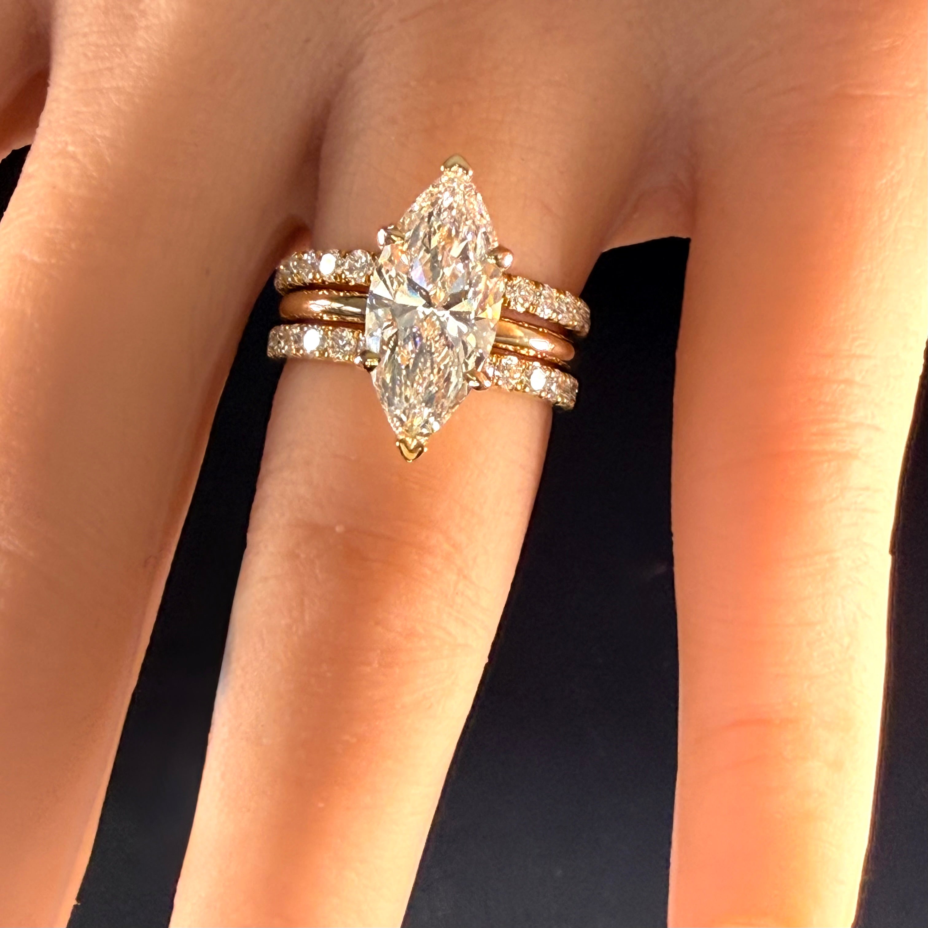 3ct Marquise Lab-Grown Diamond Solitaire Engagement Ring | 14K Yellow Gold | IGI Cert. | D/VS1