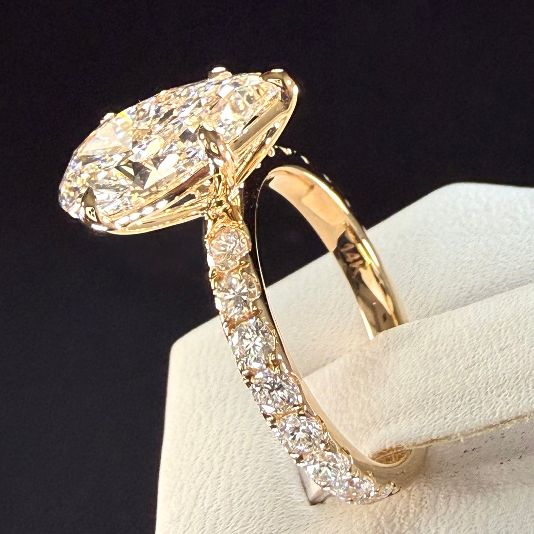 Pear Lab Grown Diamond Engagement Ring | 3.55ct IGI Certified | 14K Yellow Gold