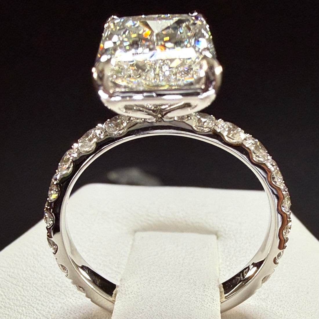 Radiant Cut Lab Grown Diamond Engagement Ring | 5.05ct IGI Certified | 14K White Gold Pavé