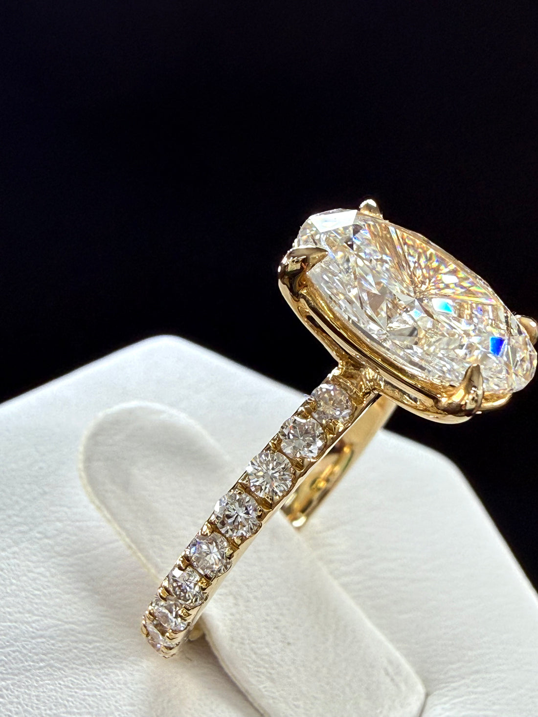 Oval Lab Grown Diamond Engagement Ring | 5.06ct IGI Certified | 14K Yellow Gold Pavé