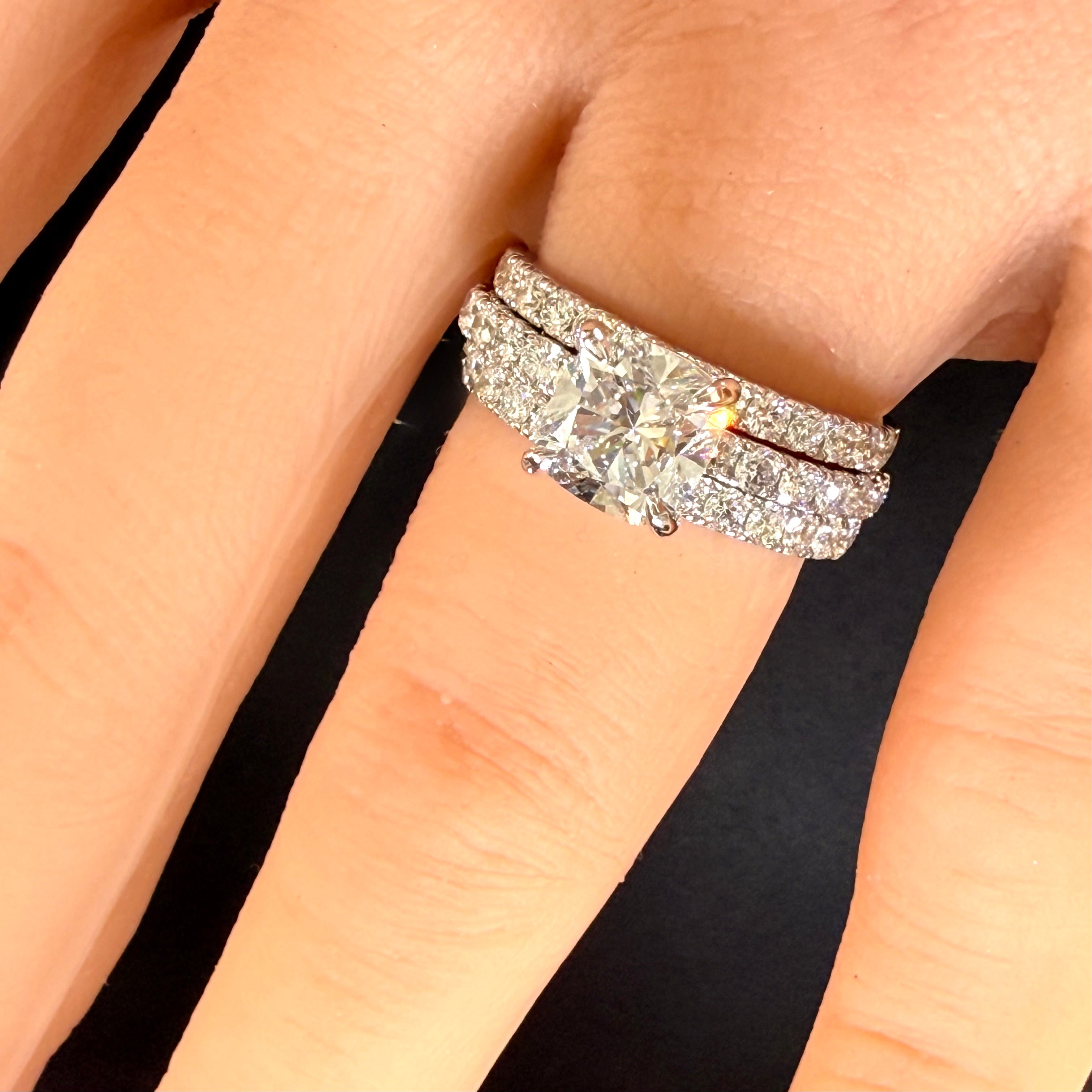 Cushion Cut Lab Grown Diamond Engagement Ring | 2ct IGI Certified | 14K White Gold