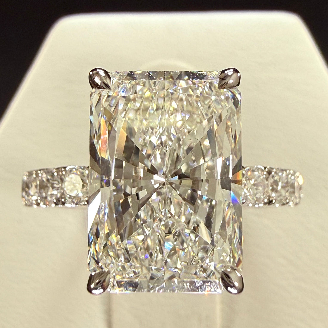 Radiant Cut Lab Grown Diamond Engagement Ring | 5.05ct IGI Certified | 14K White Gold Pavé