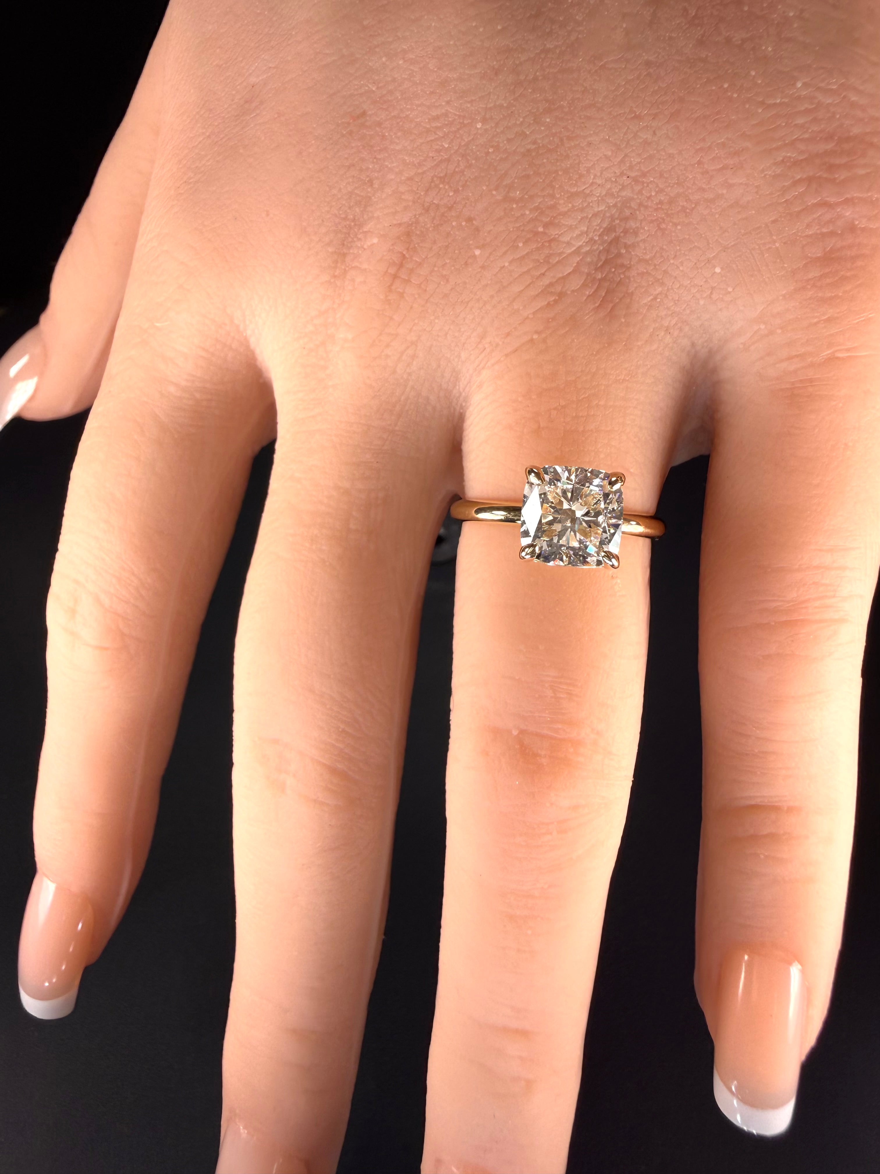 2ct Cushion Lab Diamond Solitaire Engagement Ring in 14K Yellow Gold D/VS1 IGI Certified - conflict-free lab created diamond