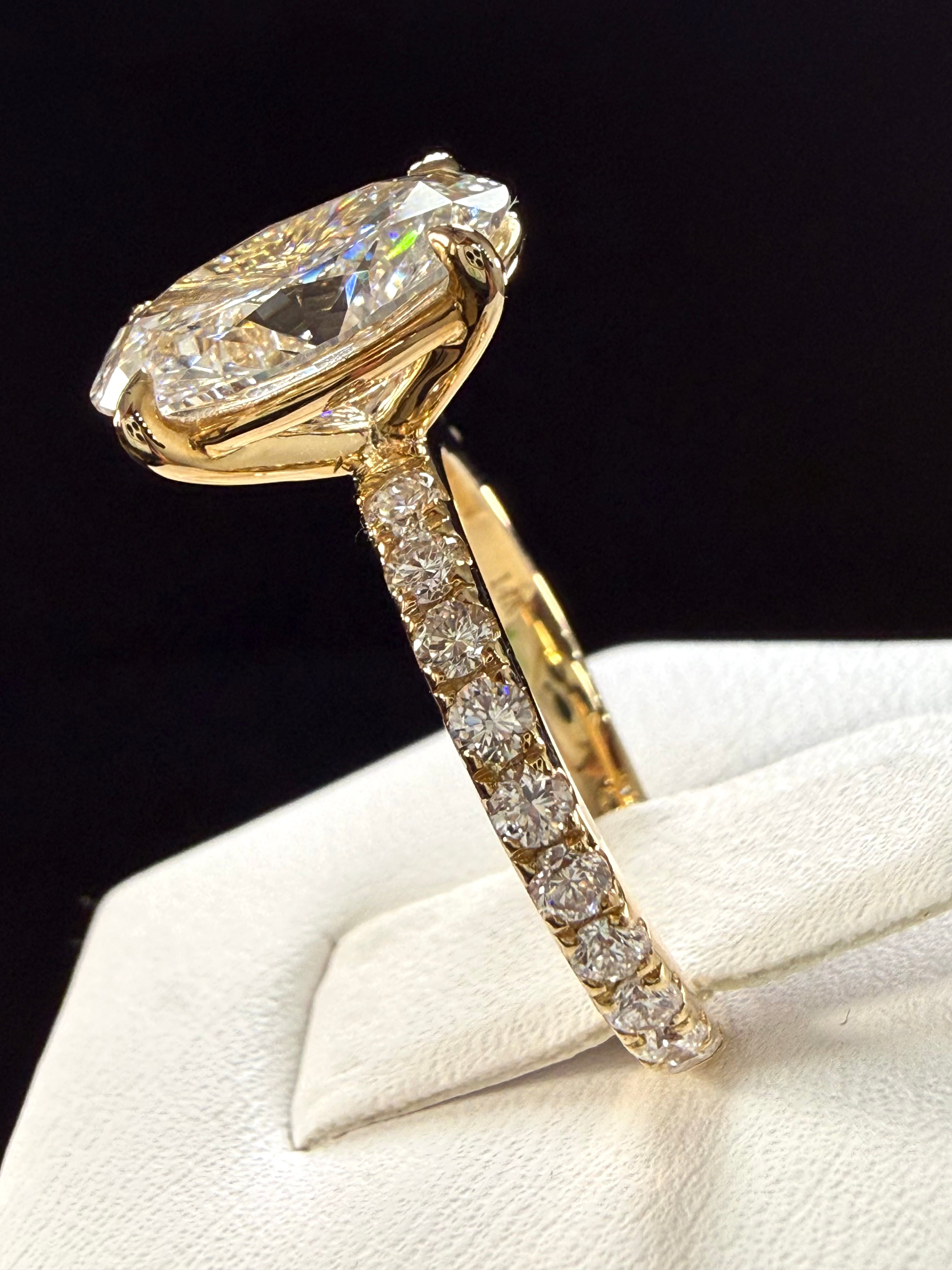 Oval Lab Grown Diamond Engagement Ring | 5.06ct IGI Certified | 14K Yellow Gold Pavé