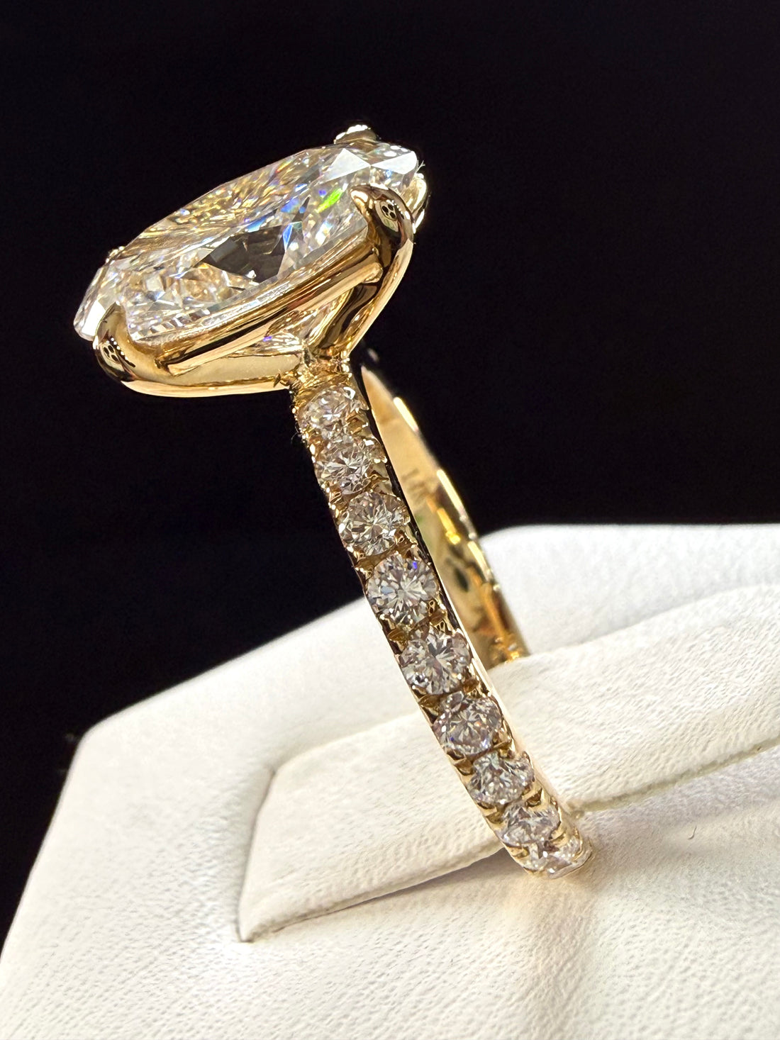 Oval Lab Grown Diamond Engagement Ring | 5.06ct IGI Certified | 14K Yellow Gold Pavé
