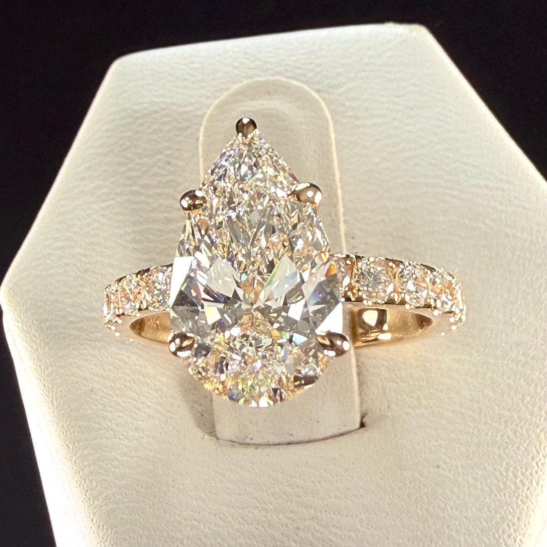 Pear Lab Grown Diamond Engagement Ring | 3.55ct IGI Certified | 14K Yellow Gold