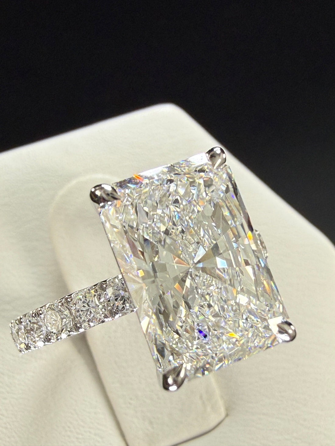 Radiant Cut Lab Grown Diamond Engagement Ring | 5.05ct IGI Certified | 14K White Gold Pavé