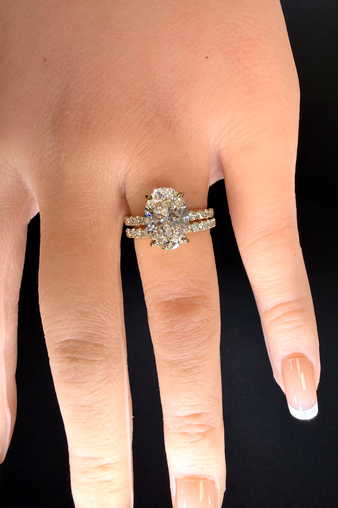 Oval Lab Grown Diamond Engagement Ring | 5.06ct IGI Certified | 14K Yellow Gold Pavé