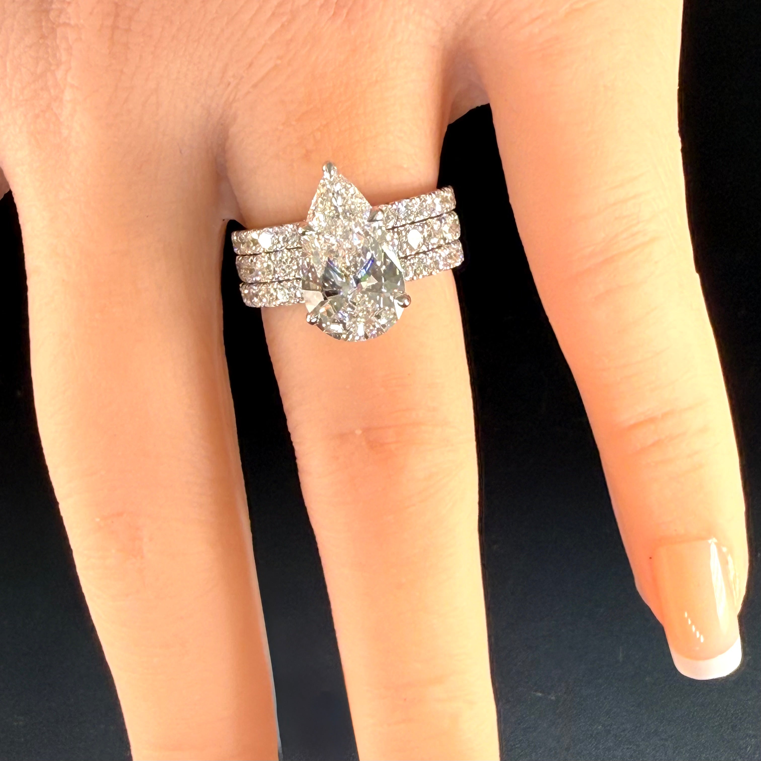 Pear Lab Grown Diamond Engagement Ring | 3.55ct IGI Certified | 14K Yellow Gold