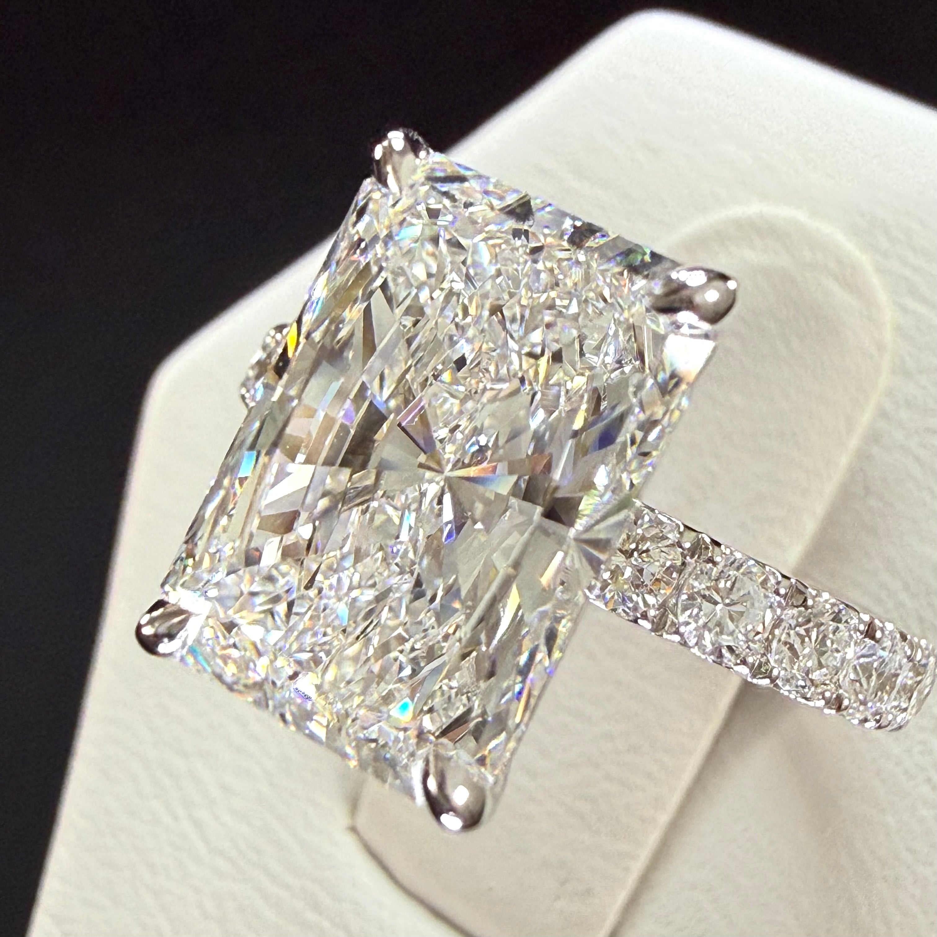 Radiant Cut Lab Grown Diamond Engagement Ring | 5.05ct IGI Certified | 14K White Gold Pavé