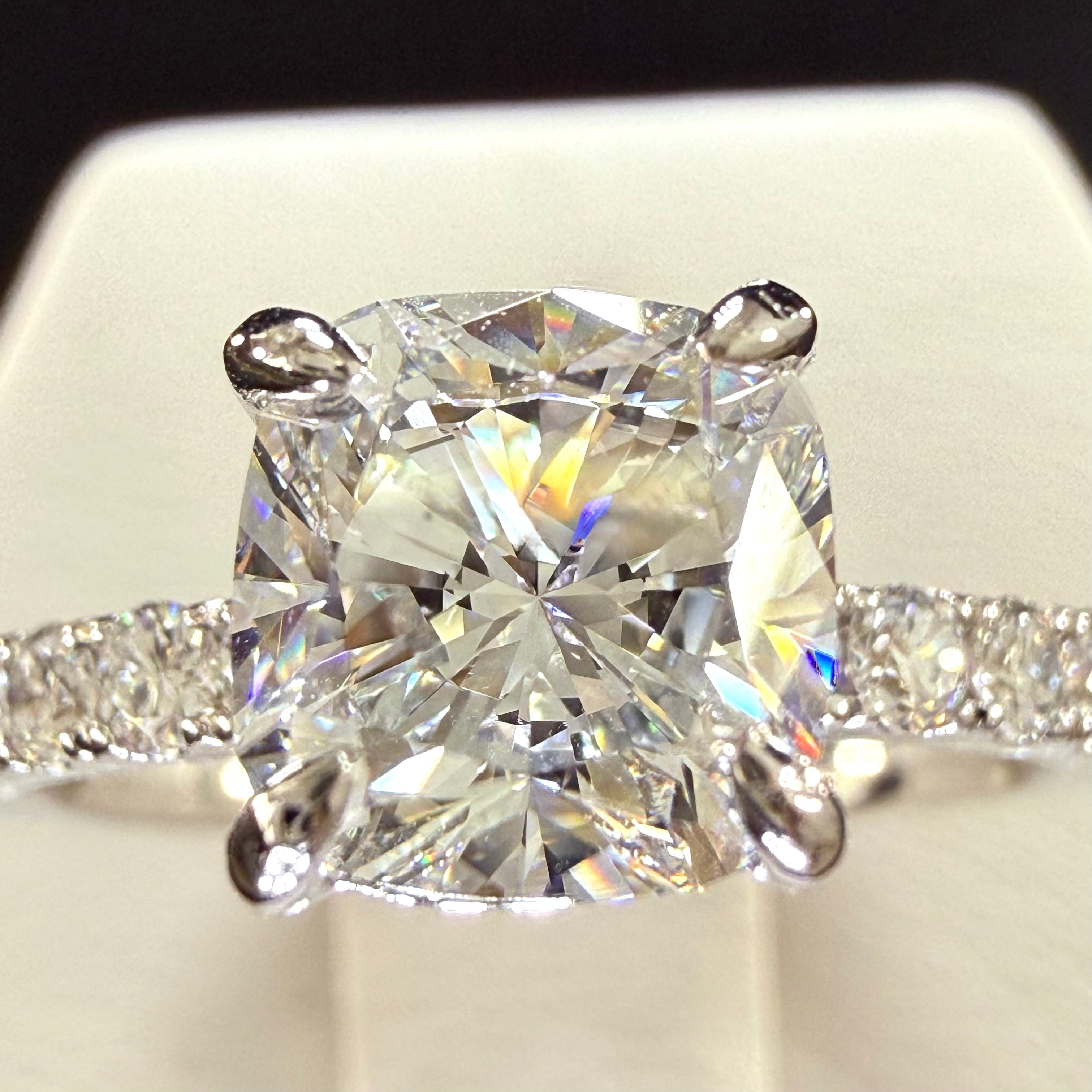 Cushion Cut Lab Grown Diamond Engagement Ring | 2ct IGI Certified | 14K White Gold