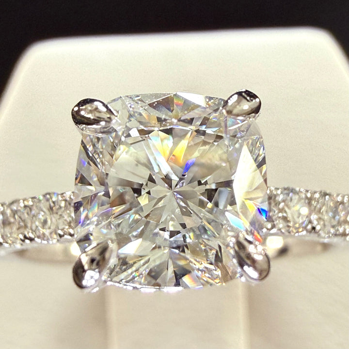 Cushion Cut Lab Grown Diamond Engagement Ring | 2ct IGI Certified | 14K White Gold
