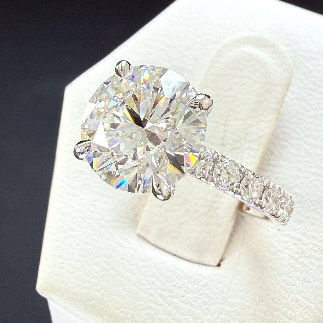 Round Lab Grown Diamond Engagement Ring | 3ct IGI Certified | 14K White Gold
