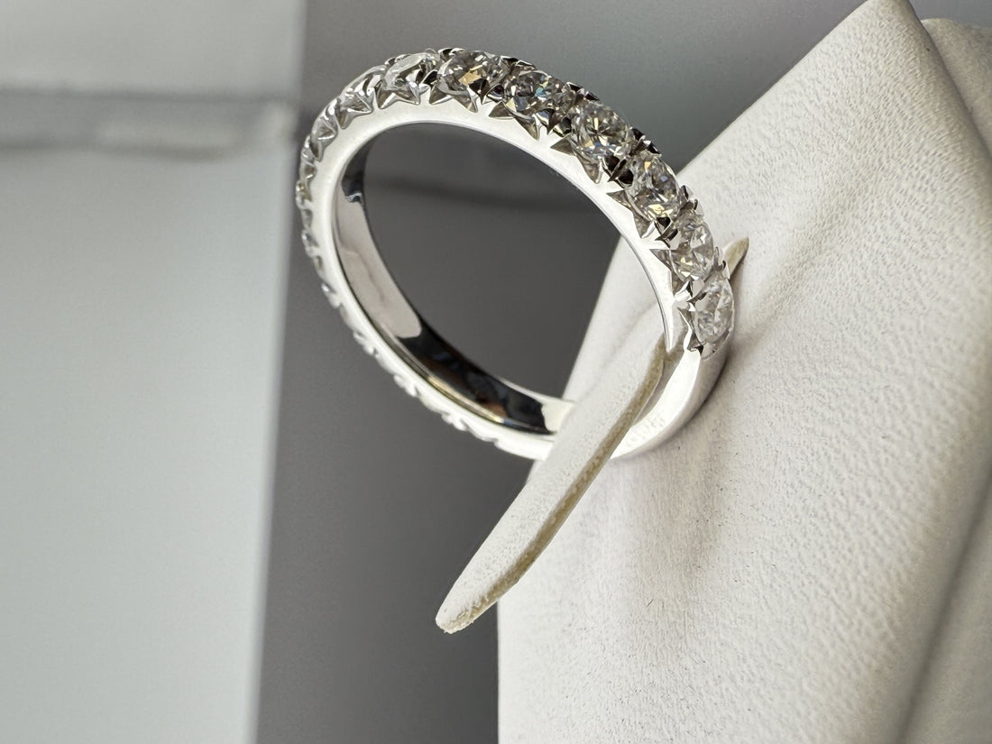 Round Diamond French Pavé Wedding Band | 1.75cttw | 14K White Gold 3mm