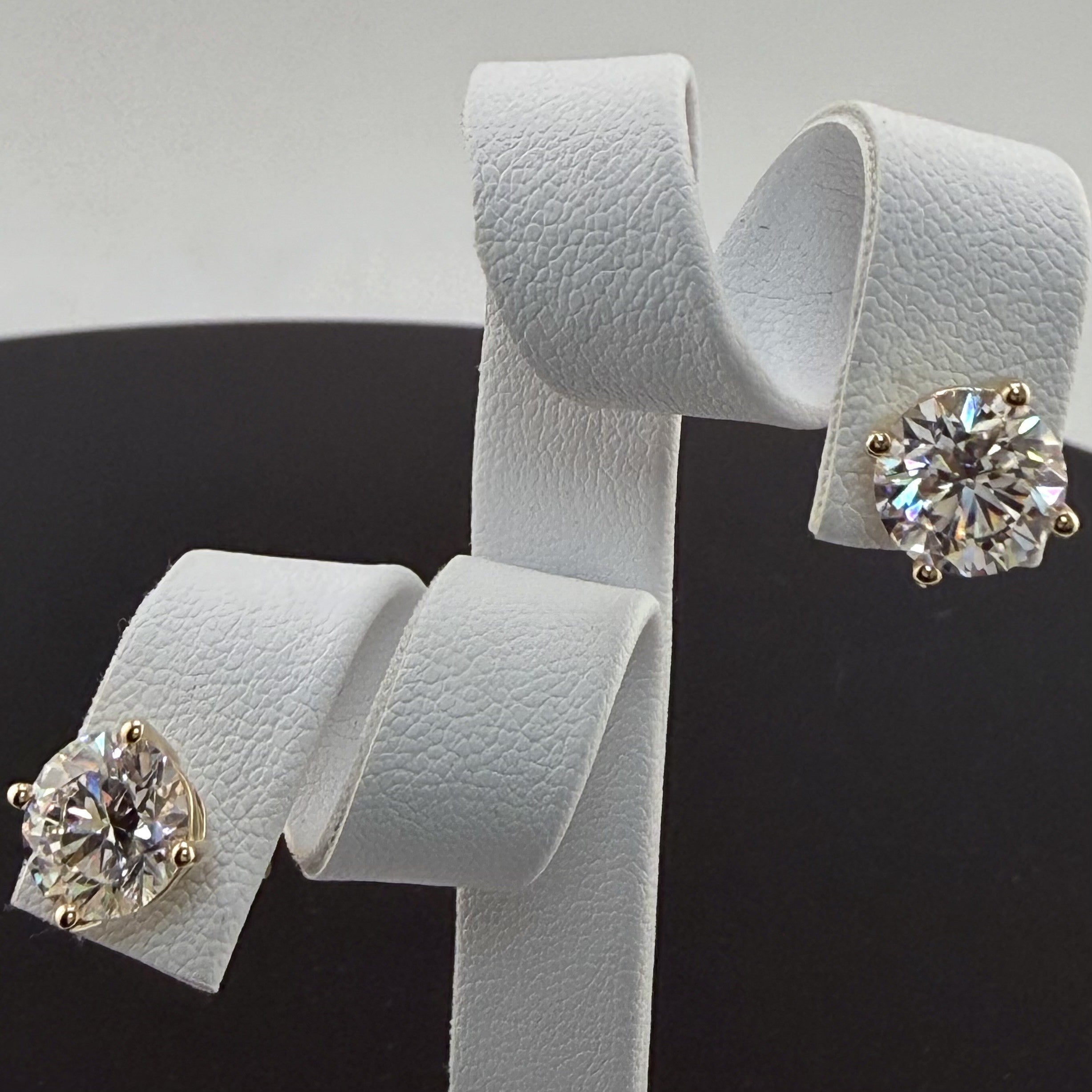 Round Cut Lab Grown Diamond Stud Earrings | 4cttw IGI Certified | 14K Yellow Gold