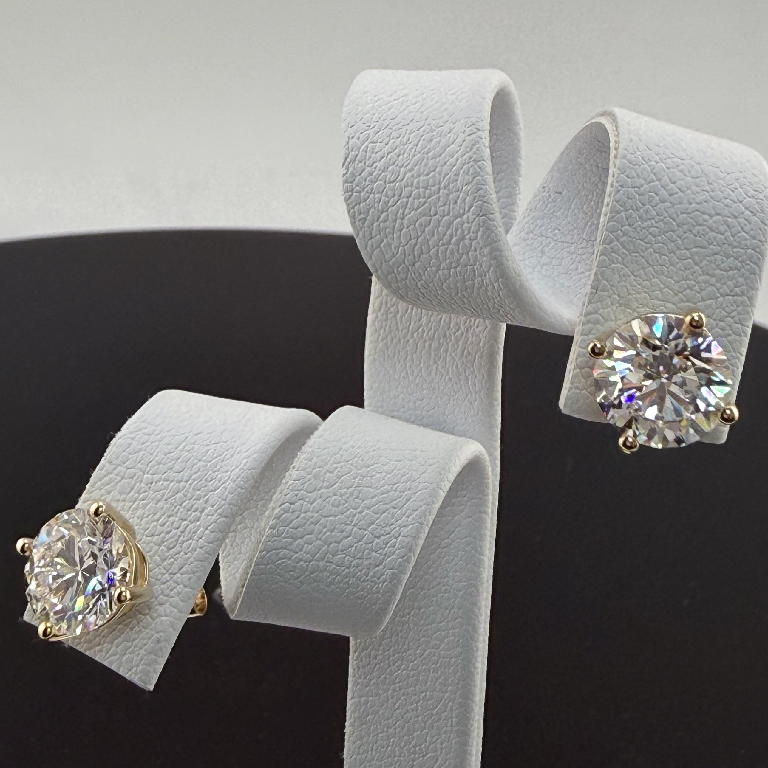 Round Cut Lab Grown Diamond Stud Earrings | 4cttw IGI Certified | 14K Yellow Gold