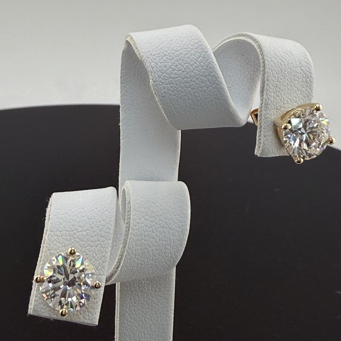 Round Cut Lab Grown Diamond Stud Earrings | 4cttw IGI Certified | 14K Yellow Gold
