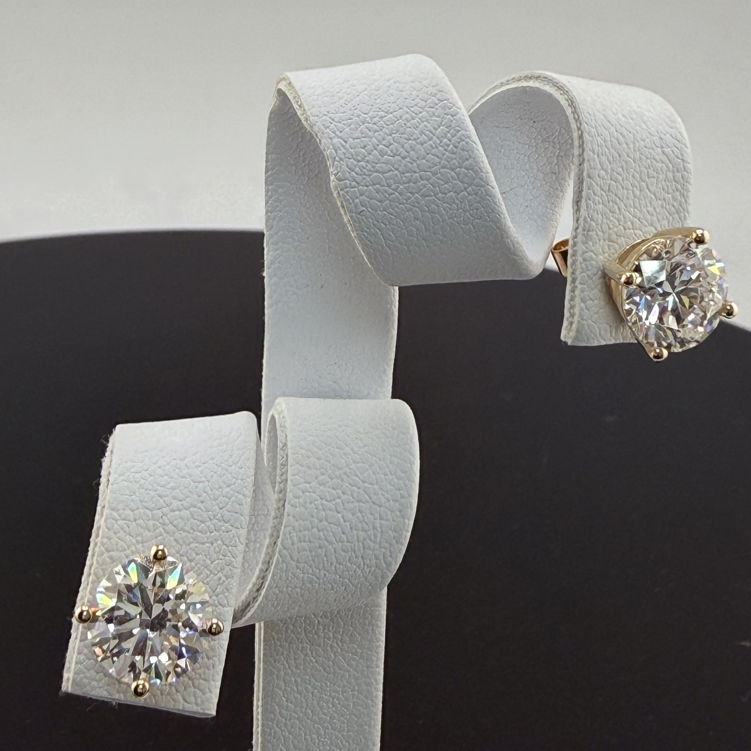 Round Cut Lab Grown Diamond Stud Earrings | 4cttw IGI Certified | 14K Yellow Gold
