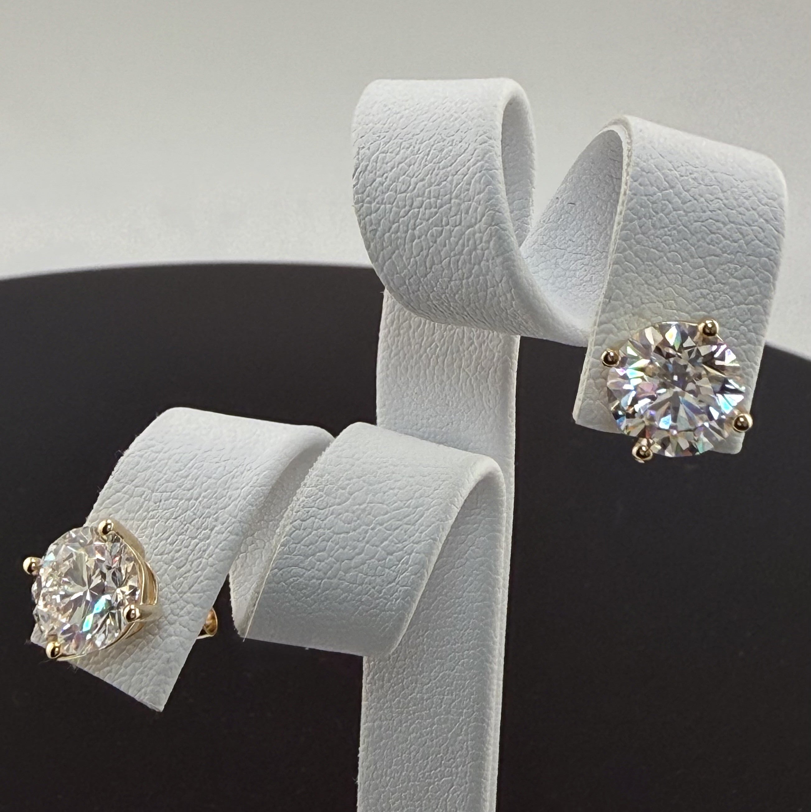 Round Cut Lab Grown Diamond Stud Earrings | 4cttw IGI Certified | 14K Yellow Gold