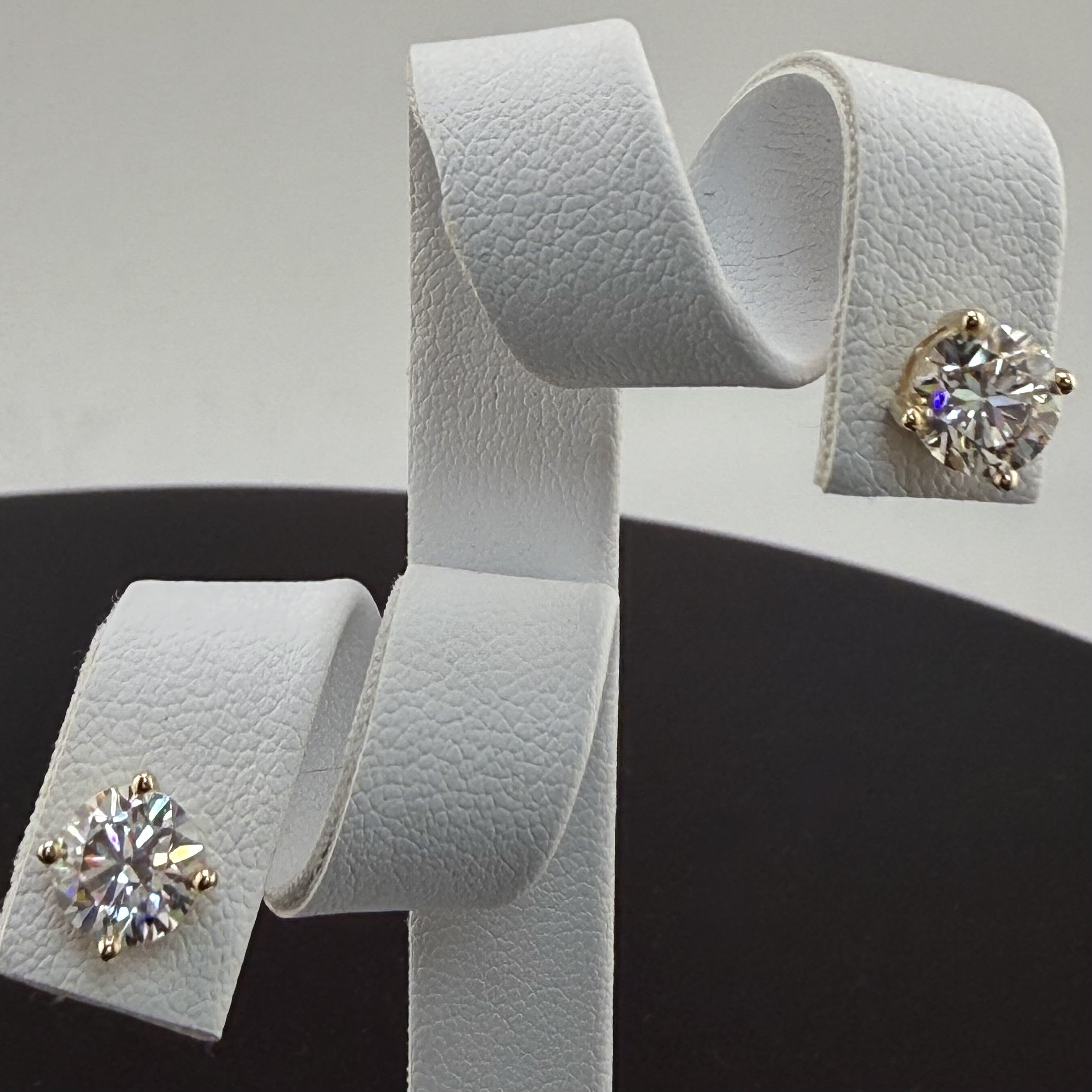 Round Cut Lab Grown Diamond Stud Earrings | 2cttw IGI Certified | 14K Yellow Gold
