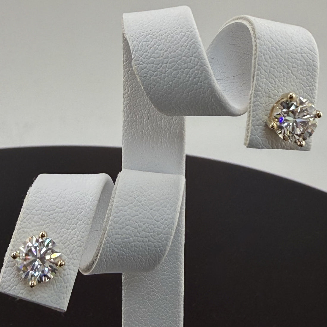 Round Cut Lab Grown Diamond Stud Earrings | 2cttw IGI Certified | 14K Yellow Gold