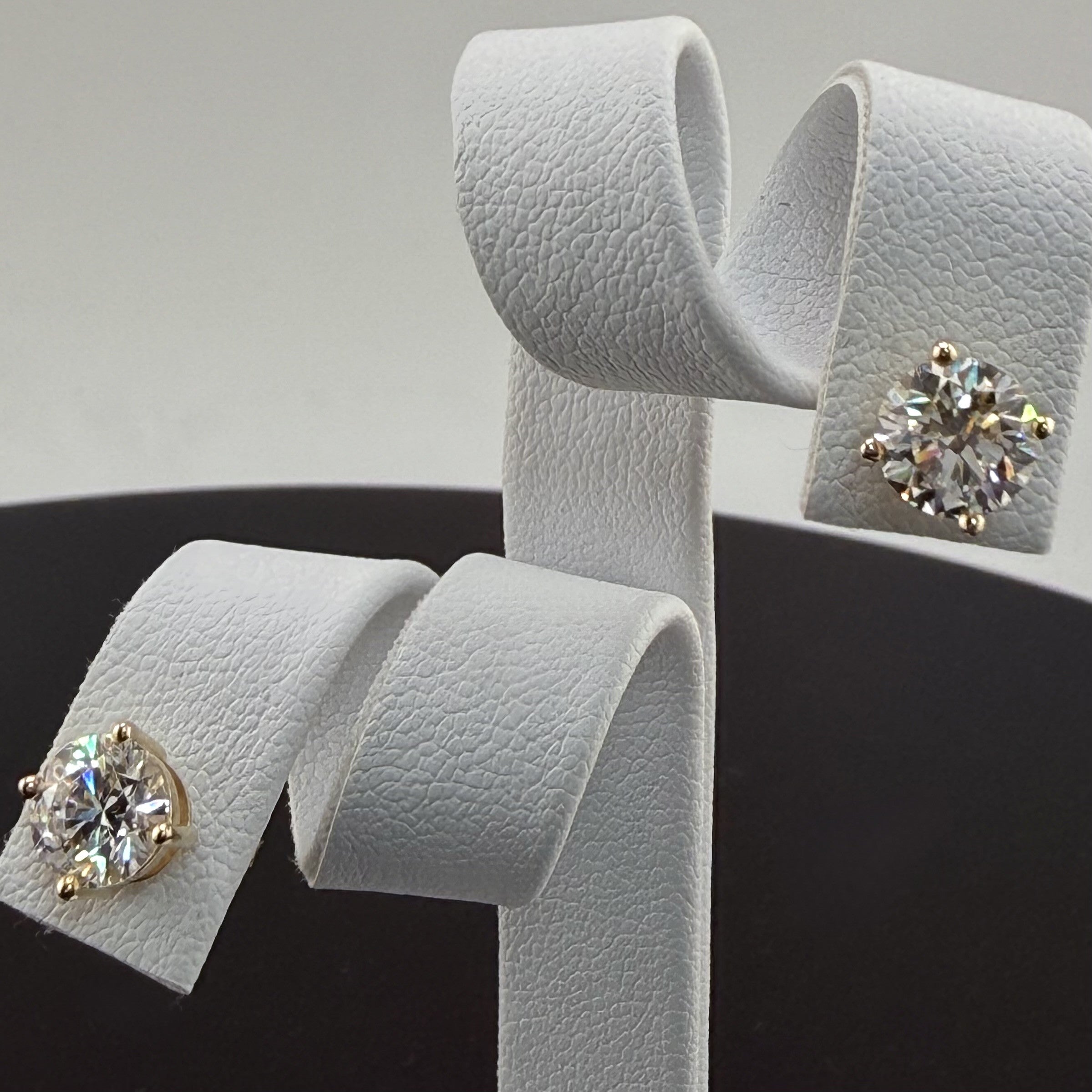 Round Cut Lab Grown Diamond Stud Earrings | 2cttw IGI Certified | 14K Yellow Gold