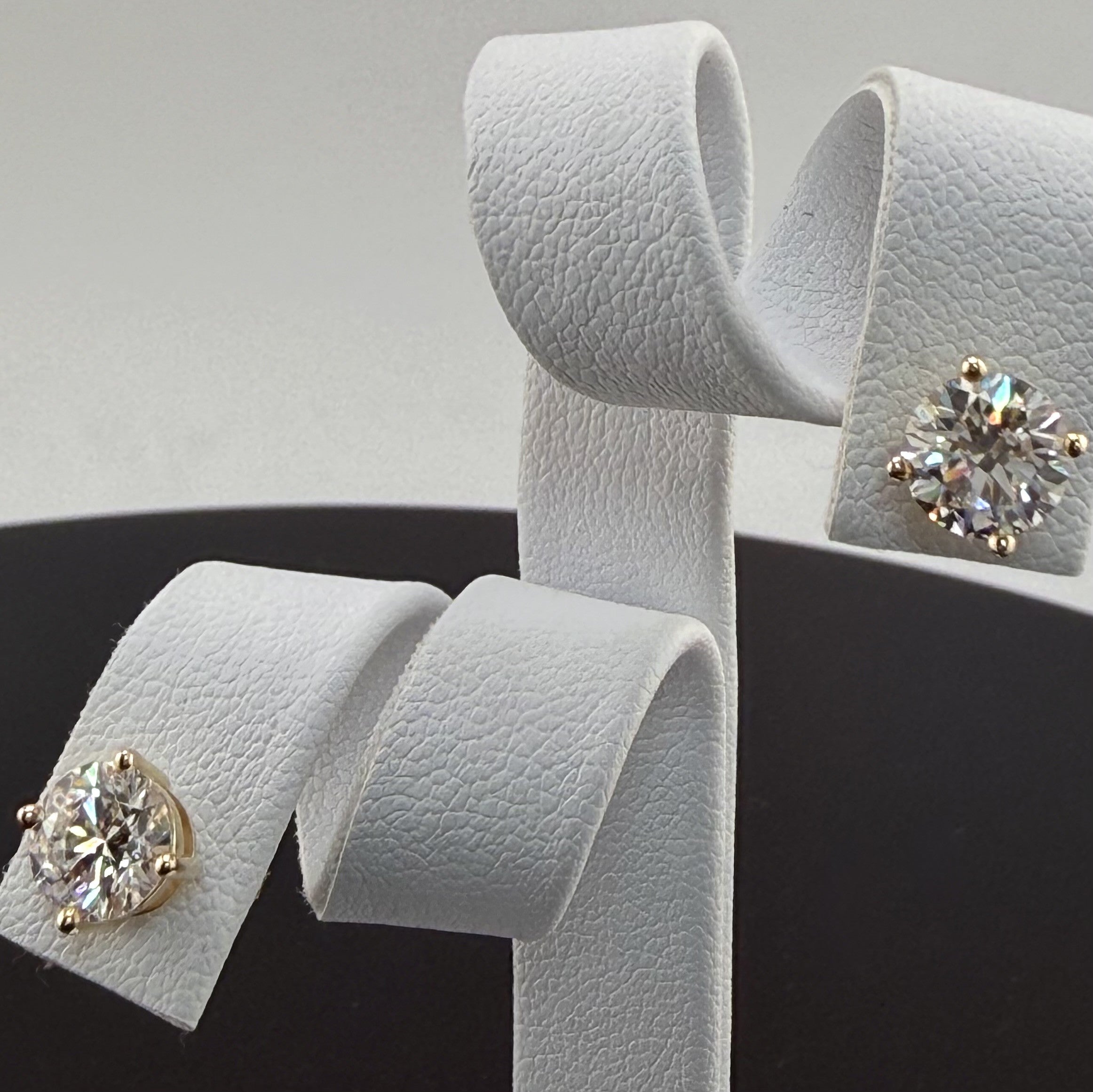 Round Cut Lab Grown Diamond Stud Earrings | 2cttw IGI Certified | 14K Yellow Gold