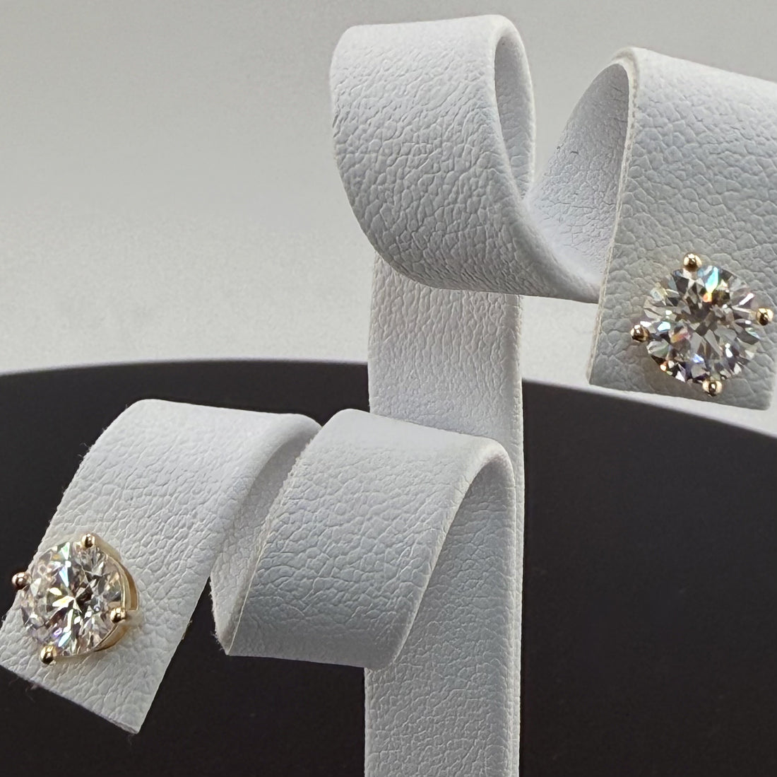 Round Cut Lab Grown Diamond Stud Earrings | 2cttw IGI Certified | 14K Yellow Gold