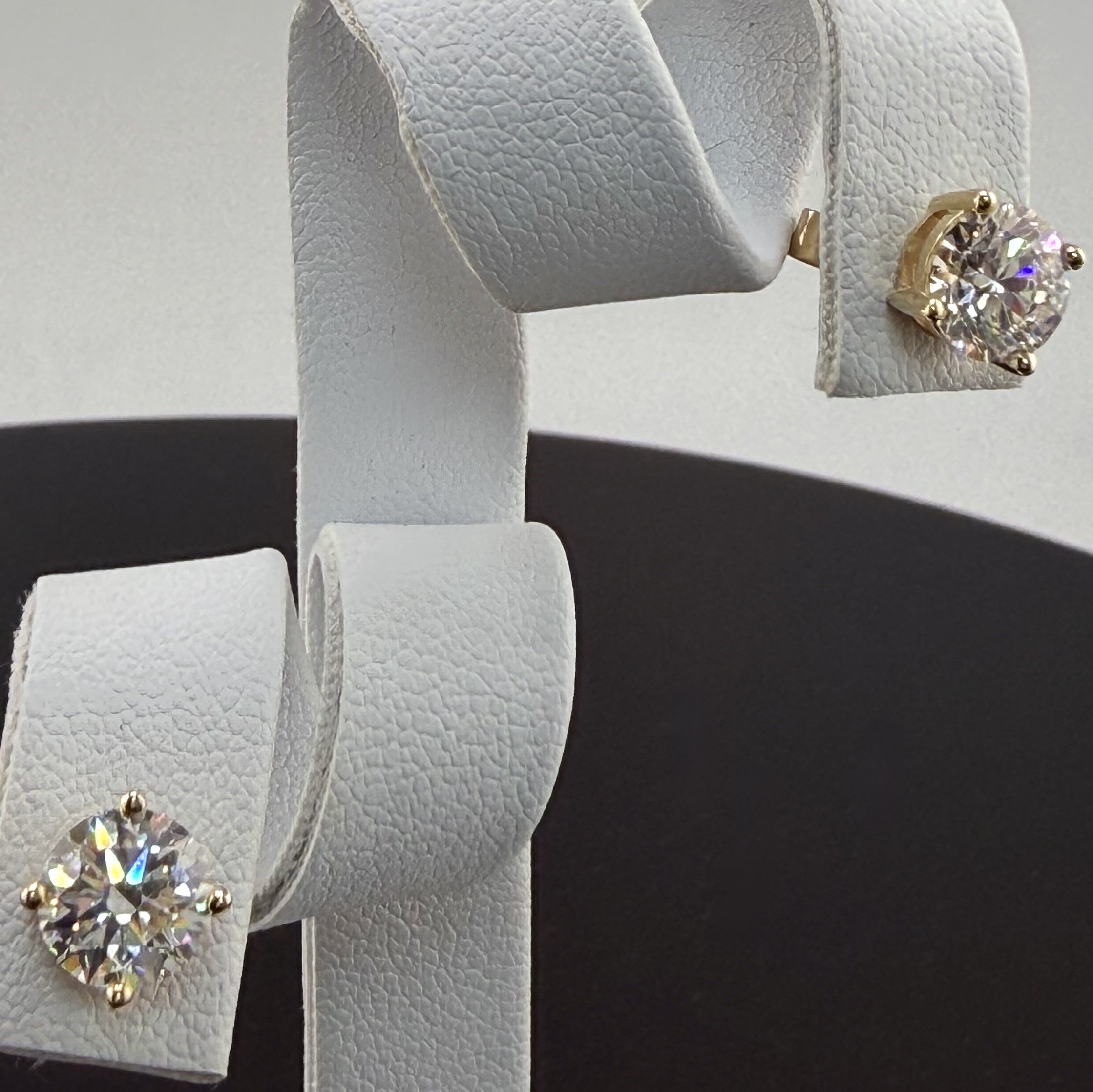 Round Cut Lab Grown Diamond Stud Earrings | 2cttw IGI Certified | 14K Yellow Gold