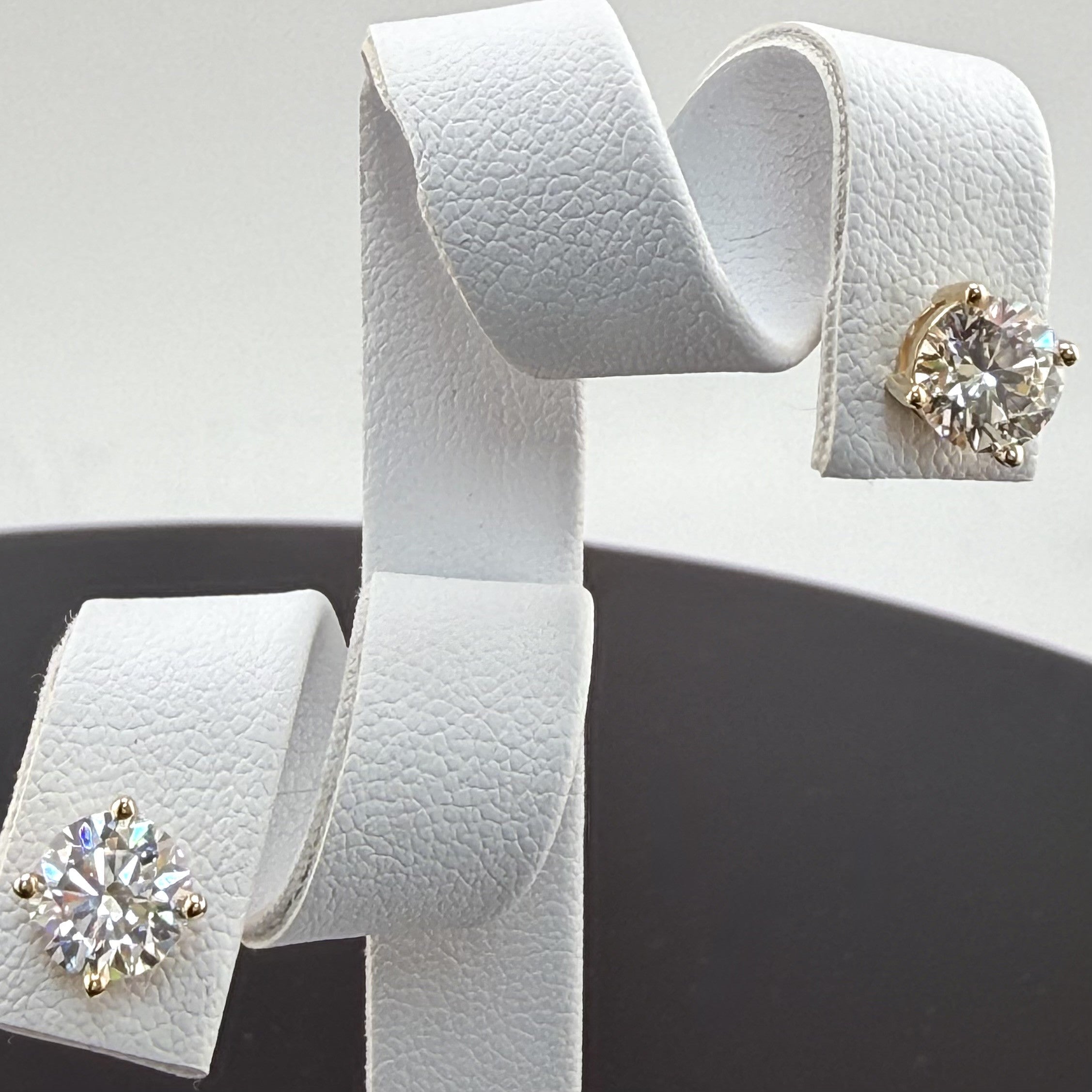 Round Cut Lab Grown Diamond Stud Earrings | 2cttw IGI Certified | 14K Yellow Gold