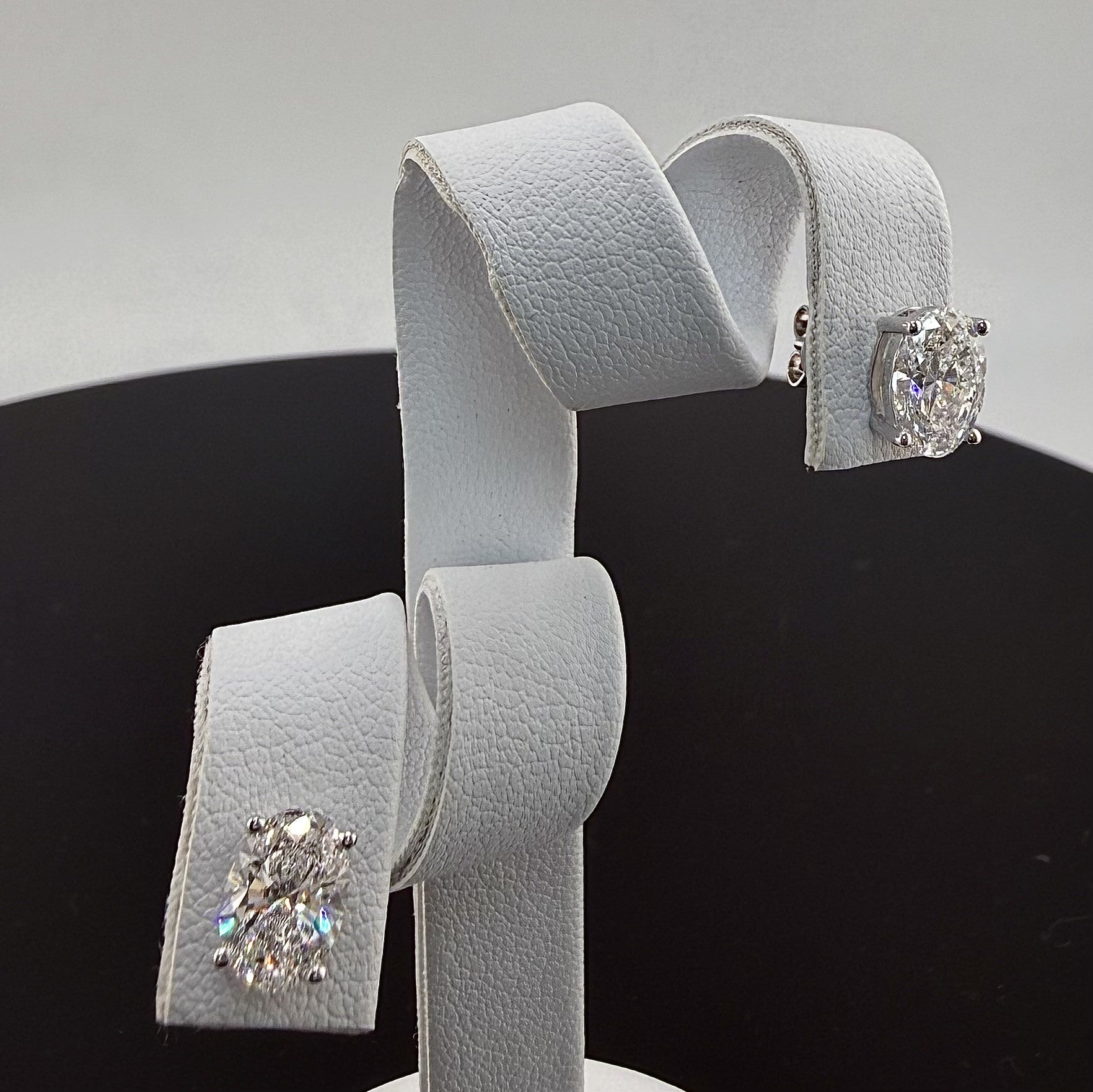 Oval Cut Lab Grown Diamond Stud Earrings | 2.1cttw IGI Certified | 14K White Gold